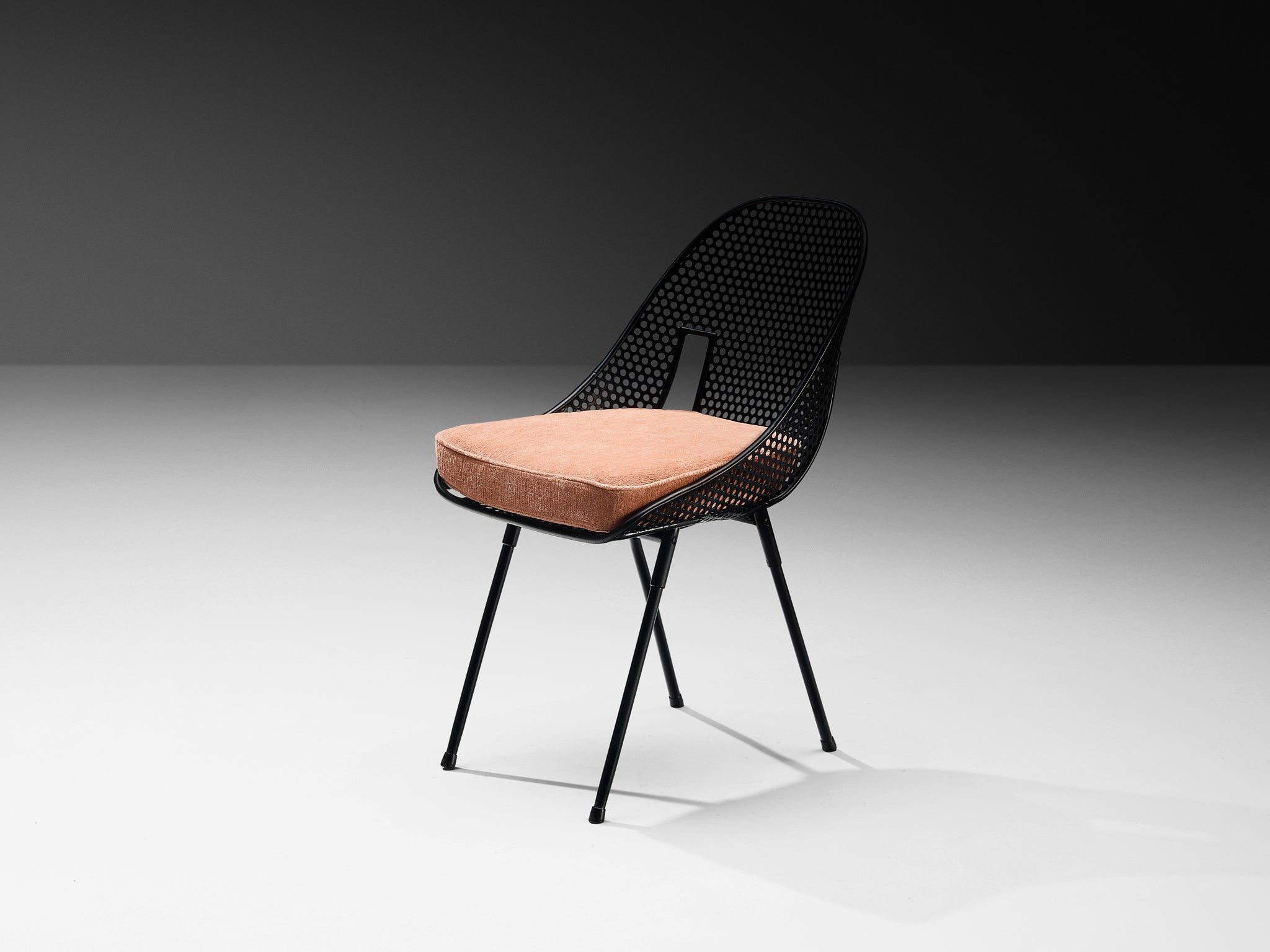 Giuseppe De Vivo Dining Chair in Perforated Black Coated Steel Seating Morentz