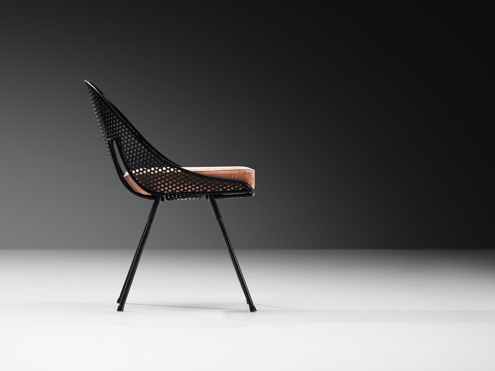 Giuseppe De Vivo Dining Chair in Perforated Black Coated Steel Seating Morentz