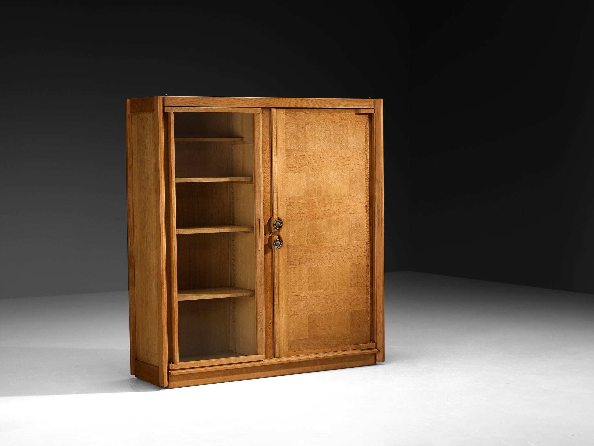 Guillerme et Chambron Cabinet in Oak with Glass Door Case pieces and storage cabinets Morentz