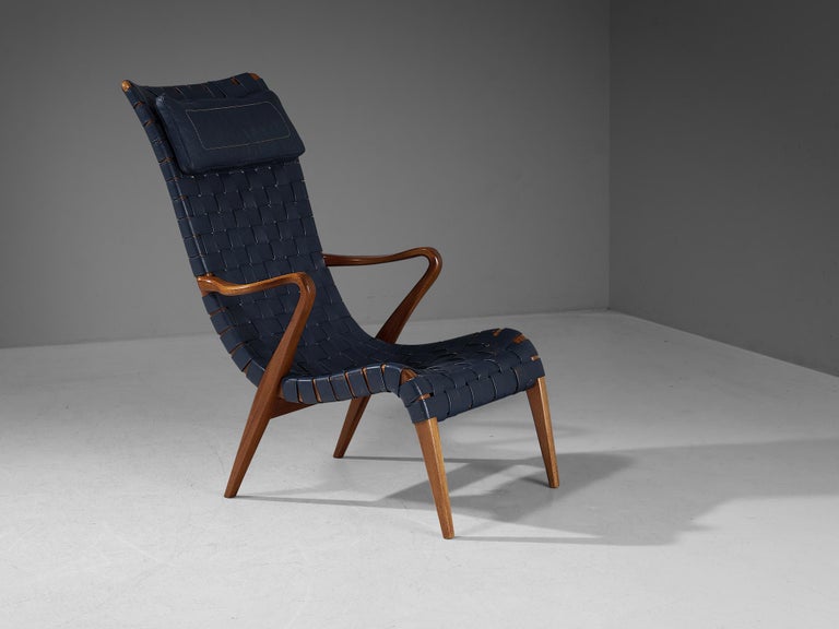 Axel Larsson for Svenska Möbelfabrikerna Lounge Chair in Leather and Teak