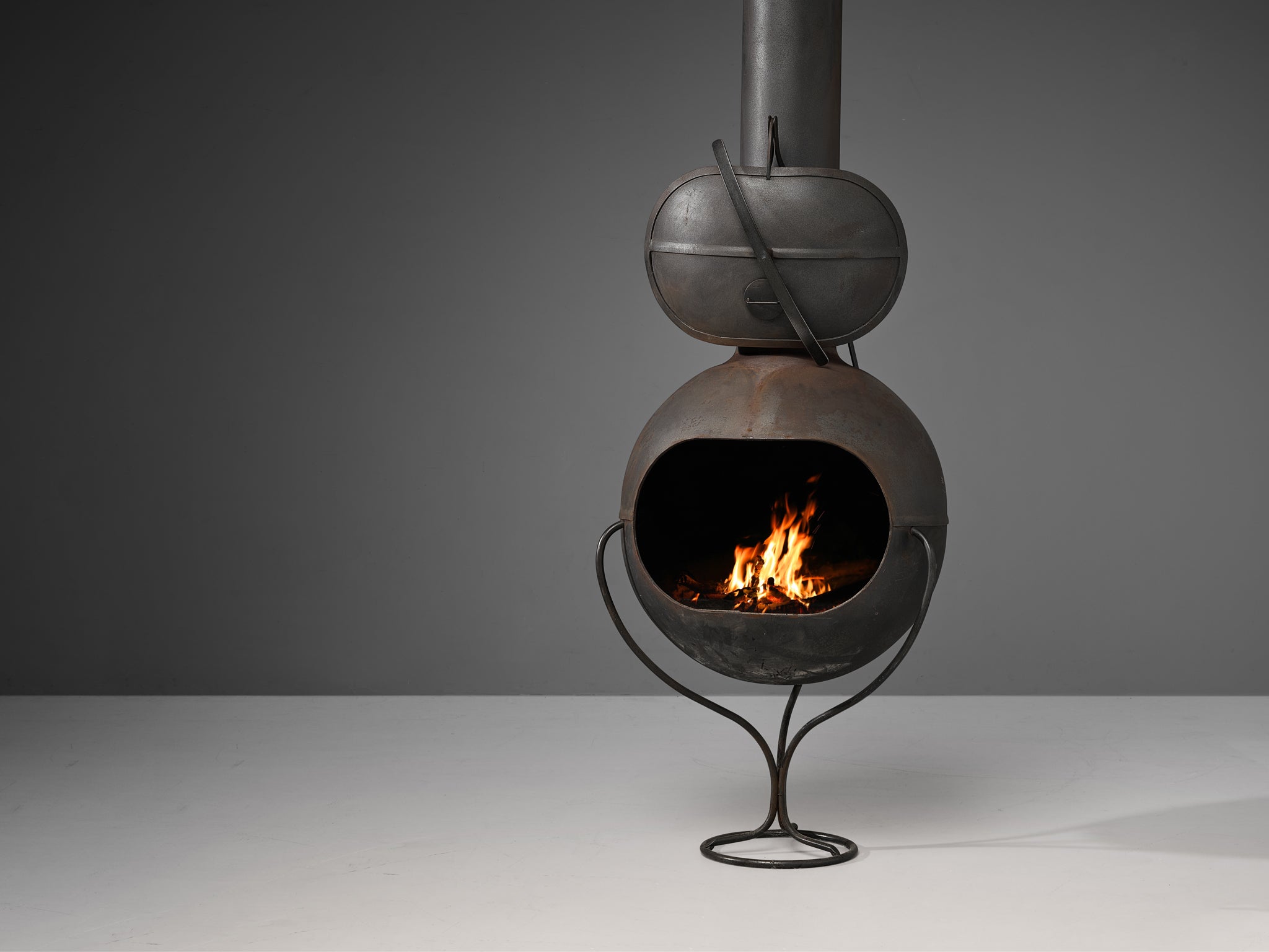 French Modern Fireplace in Black Sheet Steel Building and Garden Elements Morentz