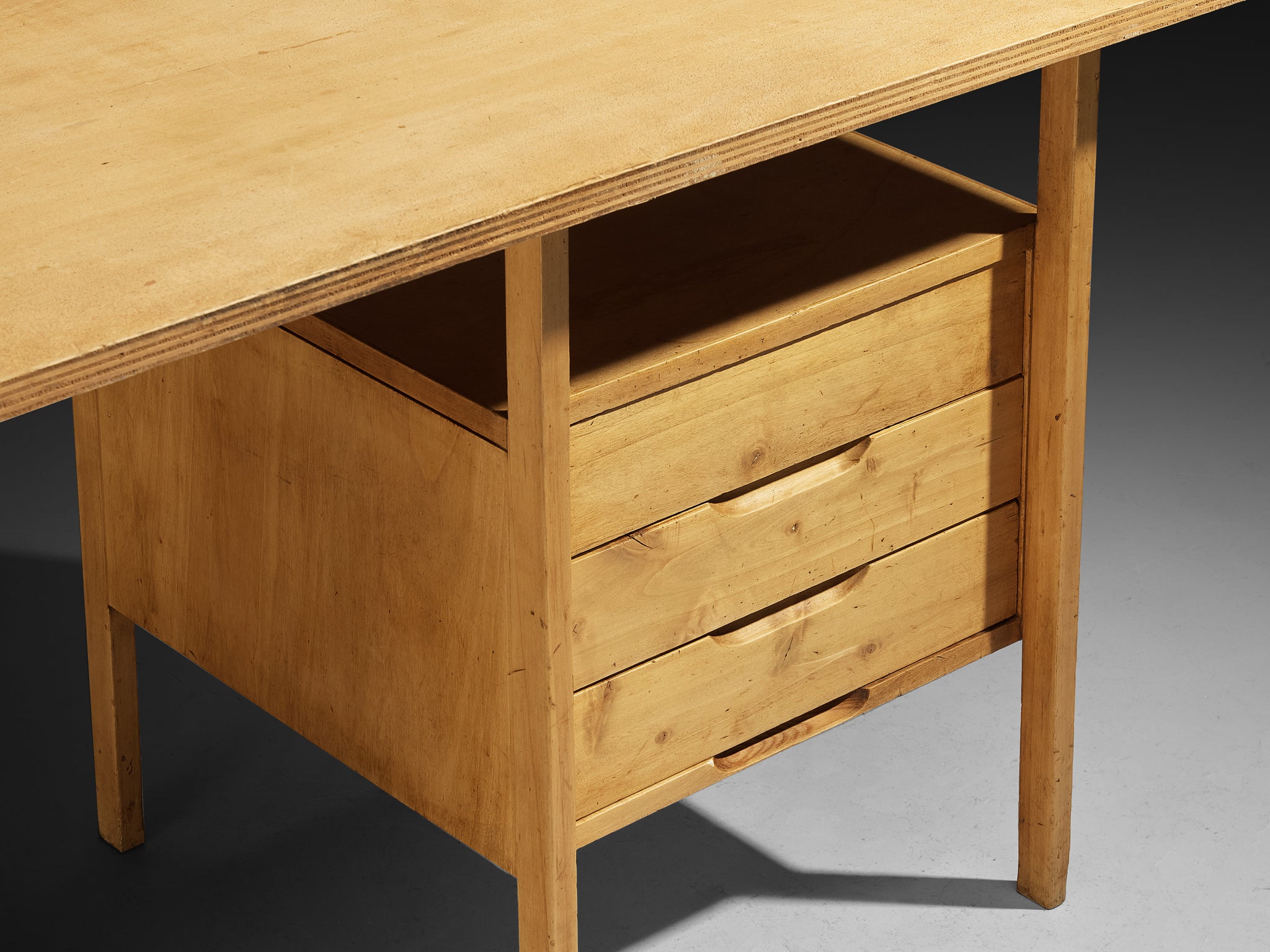 Rare Angelo Mangiarotti Writing Desk in Birch from Own Studio Tables Morentz