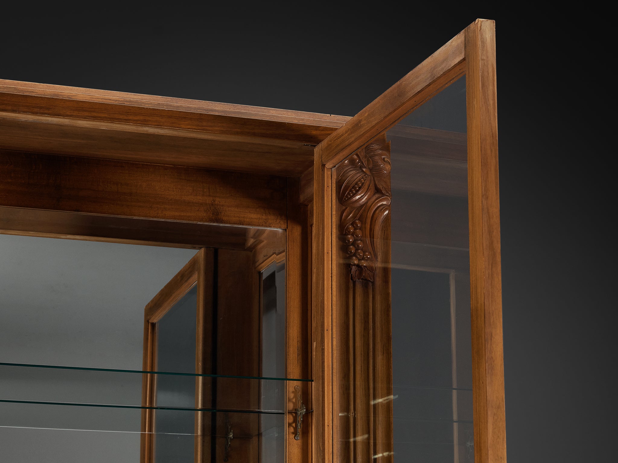 1940s Art Deco Showcase in Walnut and Glass Case pieces and storage cabinets Morentz