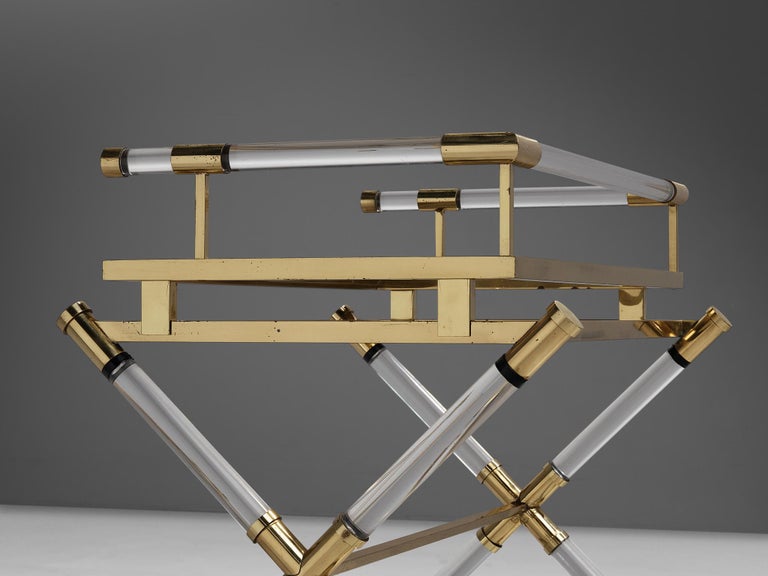 Belgo Chrom Serving Table in Brass and Lucite