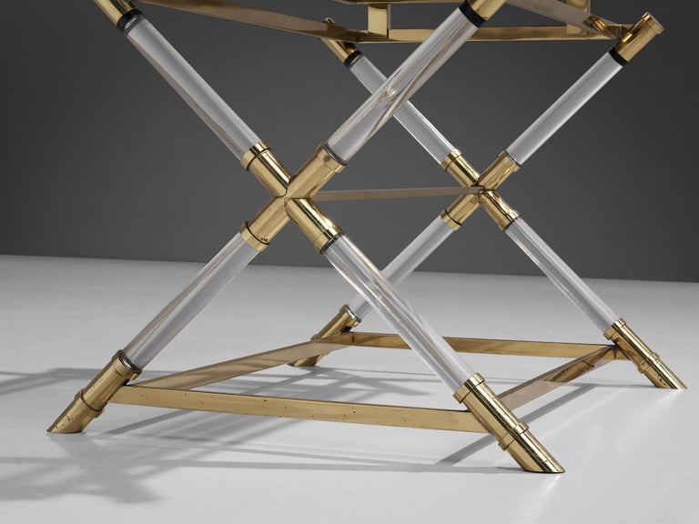 Belgo Chrom Serving Table in Brass and Lucite