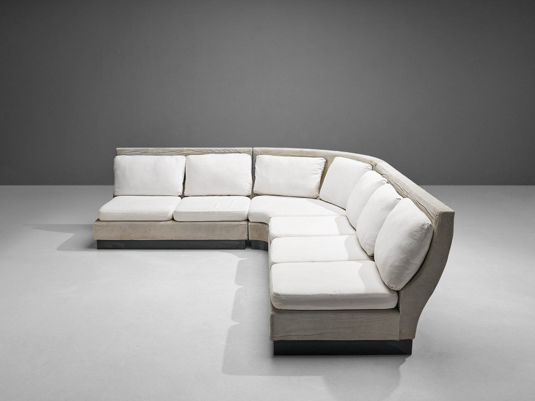 Willy Rizzo for Mario Sabot Sectional Corner Sofa in White Upholstery seating Morentz