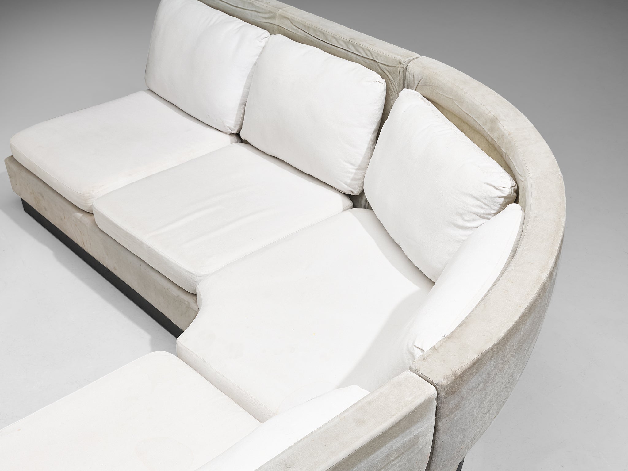 Willy Rizzo for Mario Sabot Sectional Corner Sofa in White Upholstery seating Morentz