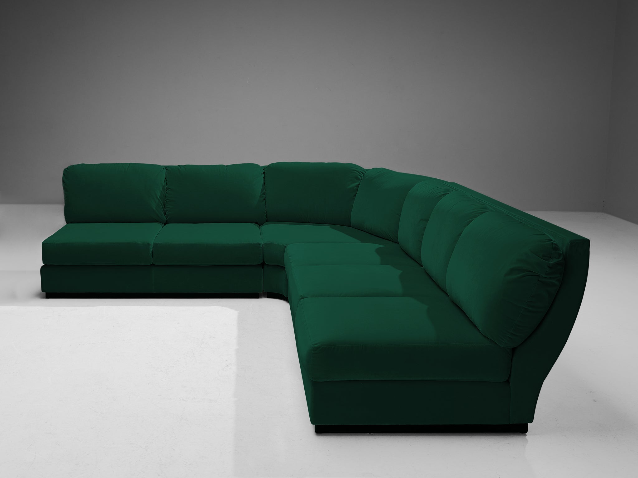 Willy Rizzo for Mario Sabot Sectional Corner Sofa in Green Velvet Seating Morentz