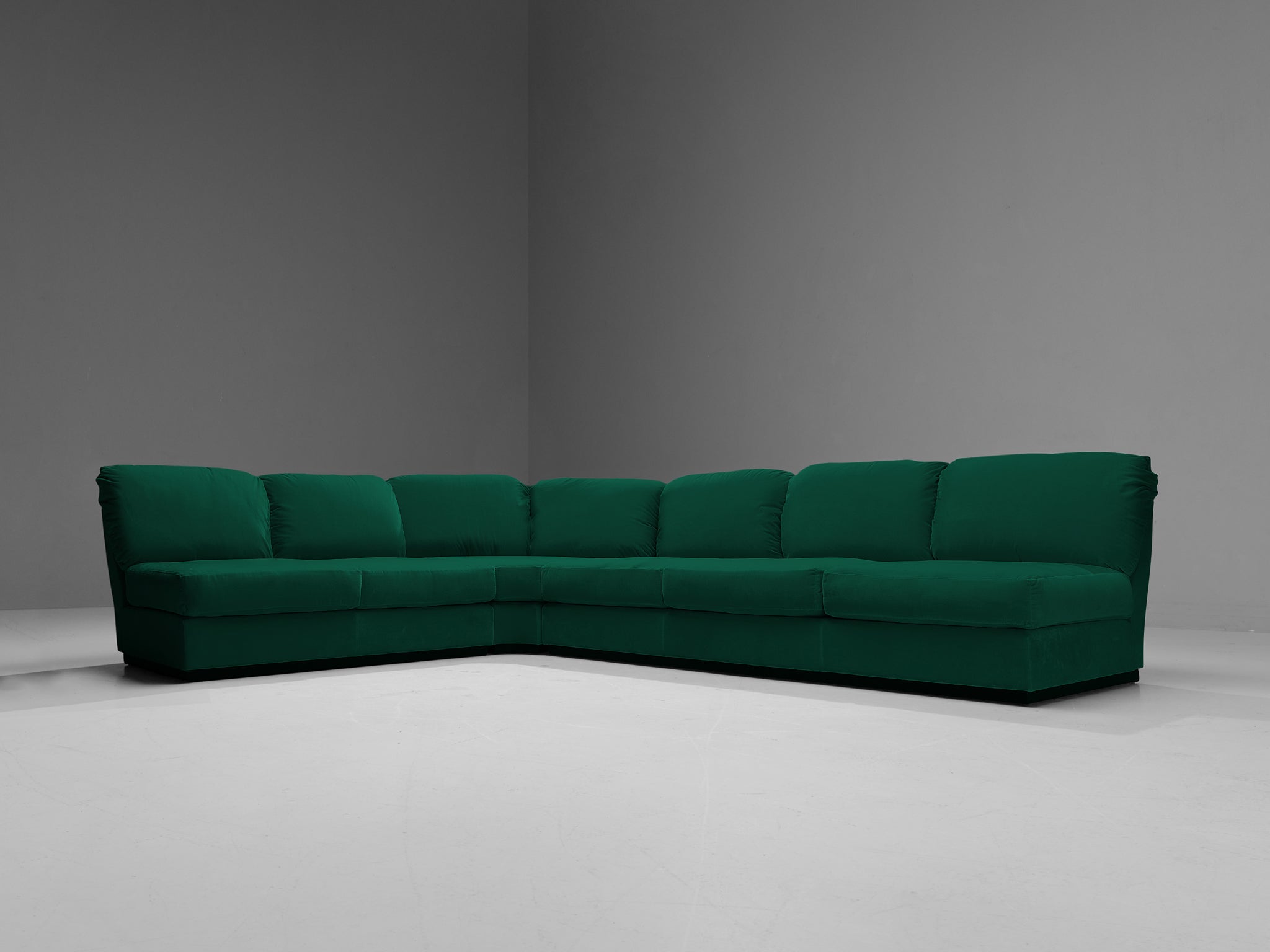 Willy Rizzo for Mario Sabot Sectional Corner Sofa in Green Velvet Seating Morentz