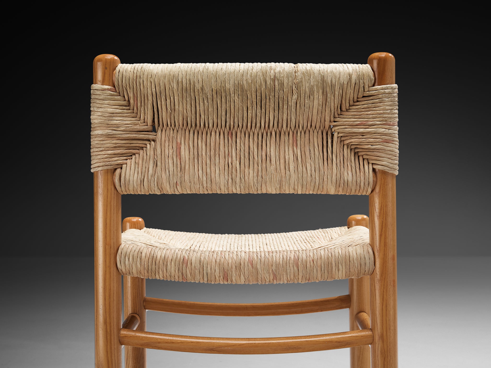 French Pair of Dining Chairs in Ash and Straw Seating Morentz