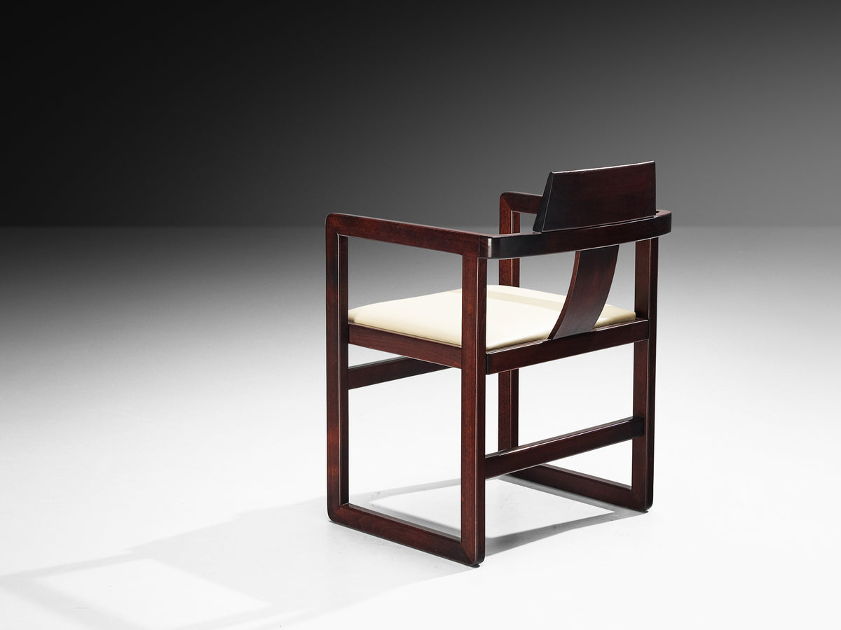 Italian Set of Twelve Geometric Armchairs in Stained Wood Seating Morentz