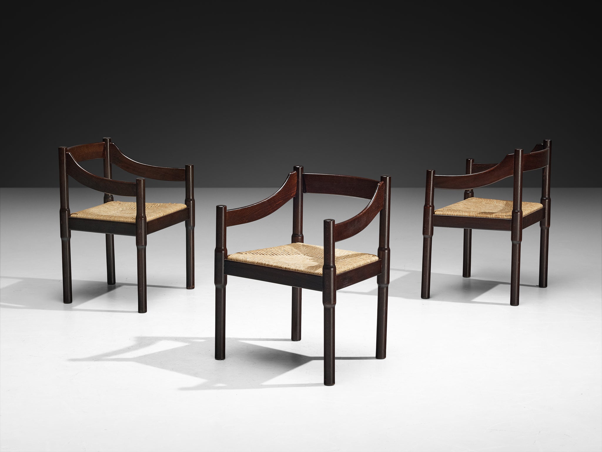 Vico Magistretti 'Carimate' Dining Chairs with Rush Seats Seating Morentz