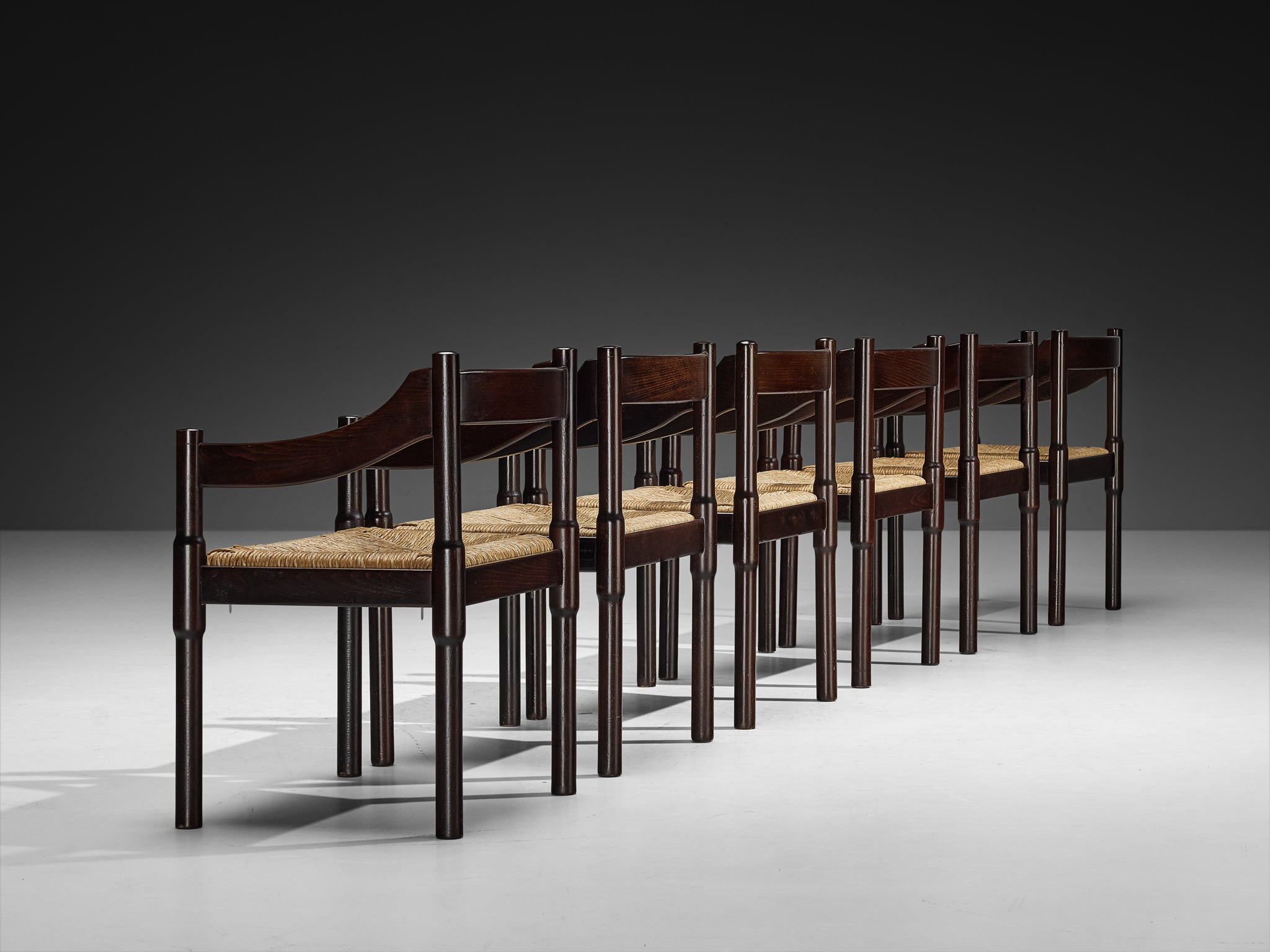 Vico Magistretti 'Carimate' Dining Chairs with Rush Seats Seating Morentz