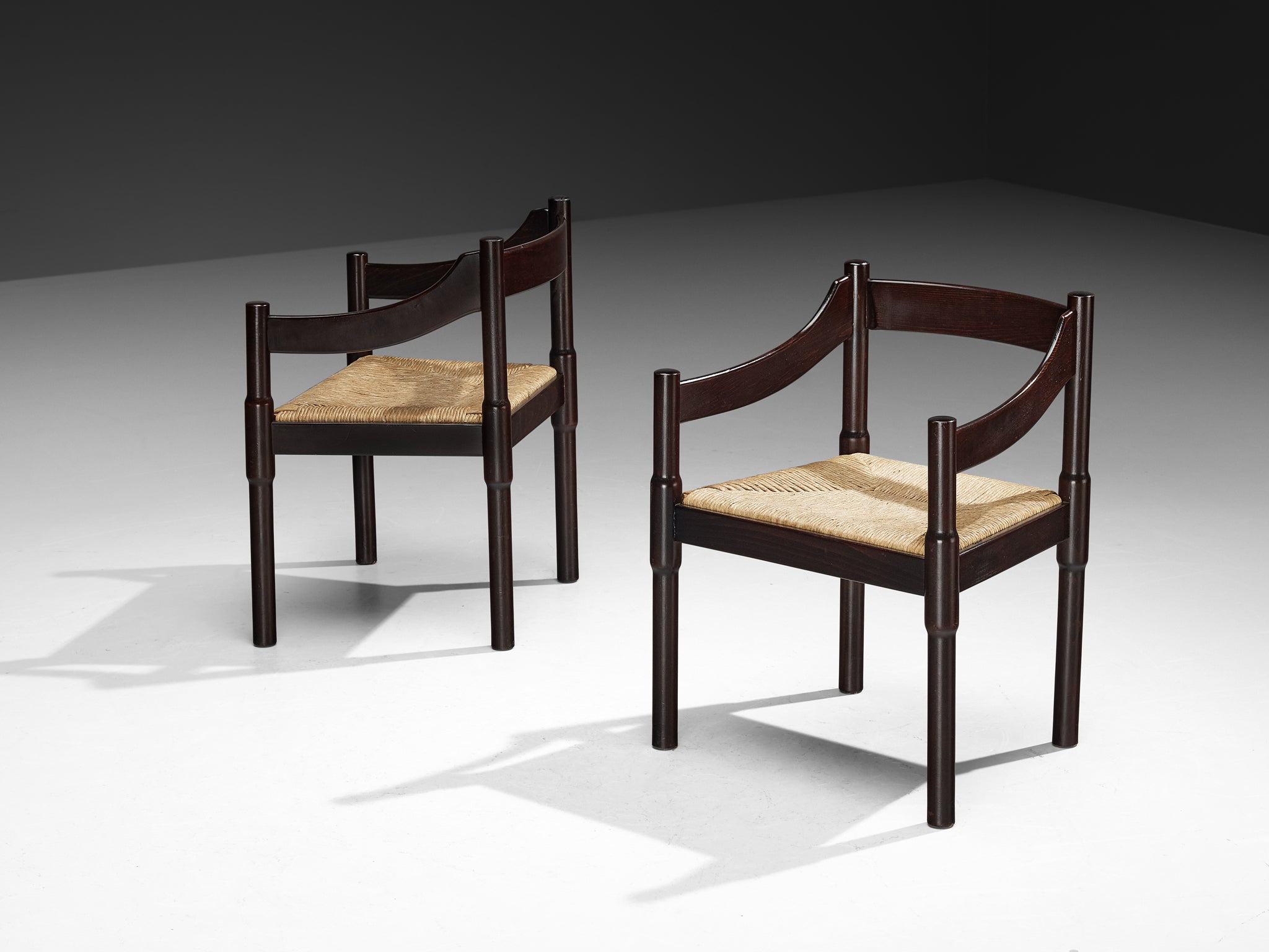 Vico Magistretti 'Carimate' Dining Chairs with Rush Seats Seating Morentz