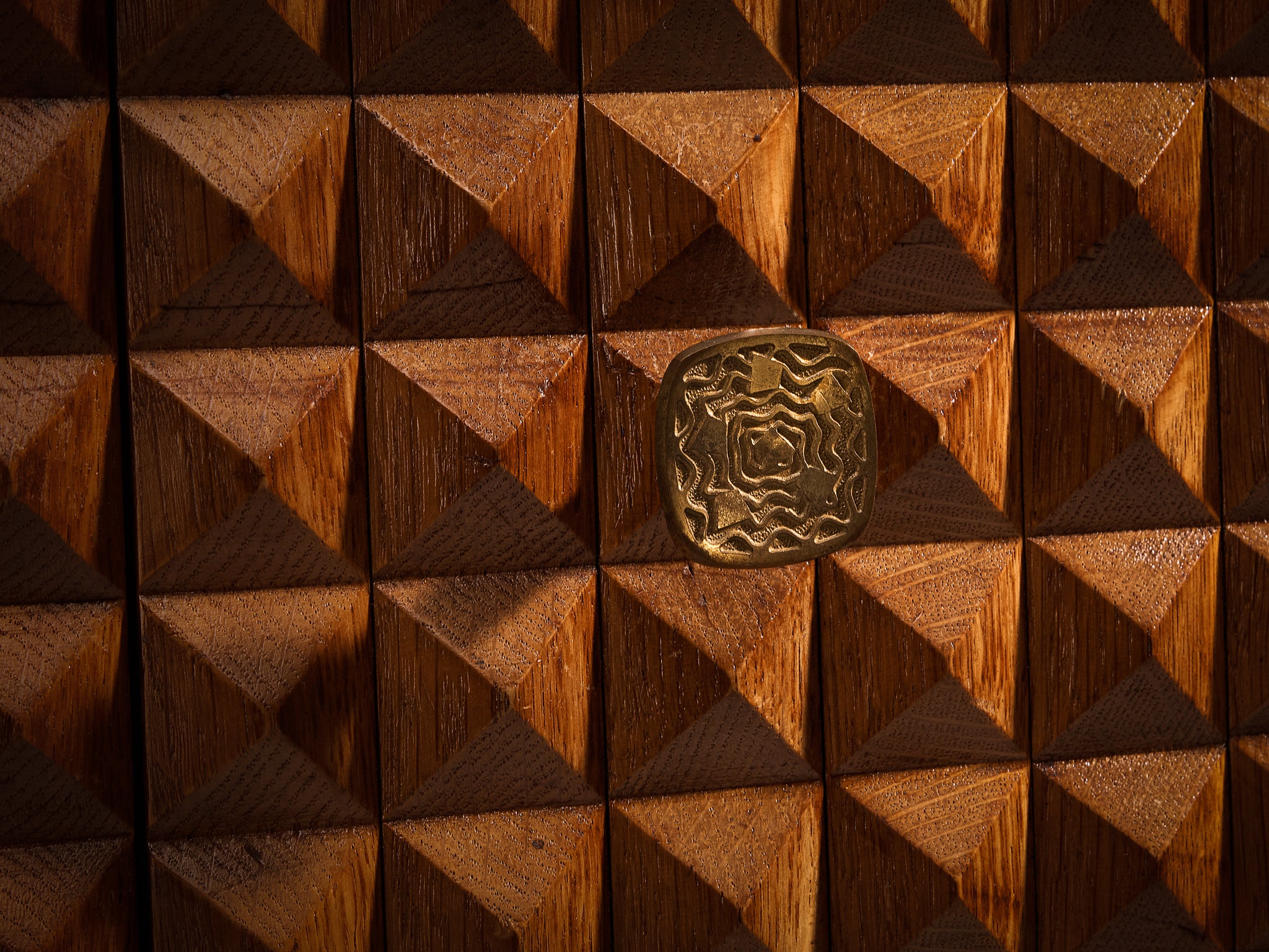 Ernesto Valabrega Sideboard in Stained Oak and Brass Case pieces and storage cabinets Morentz