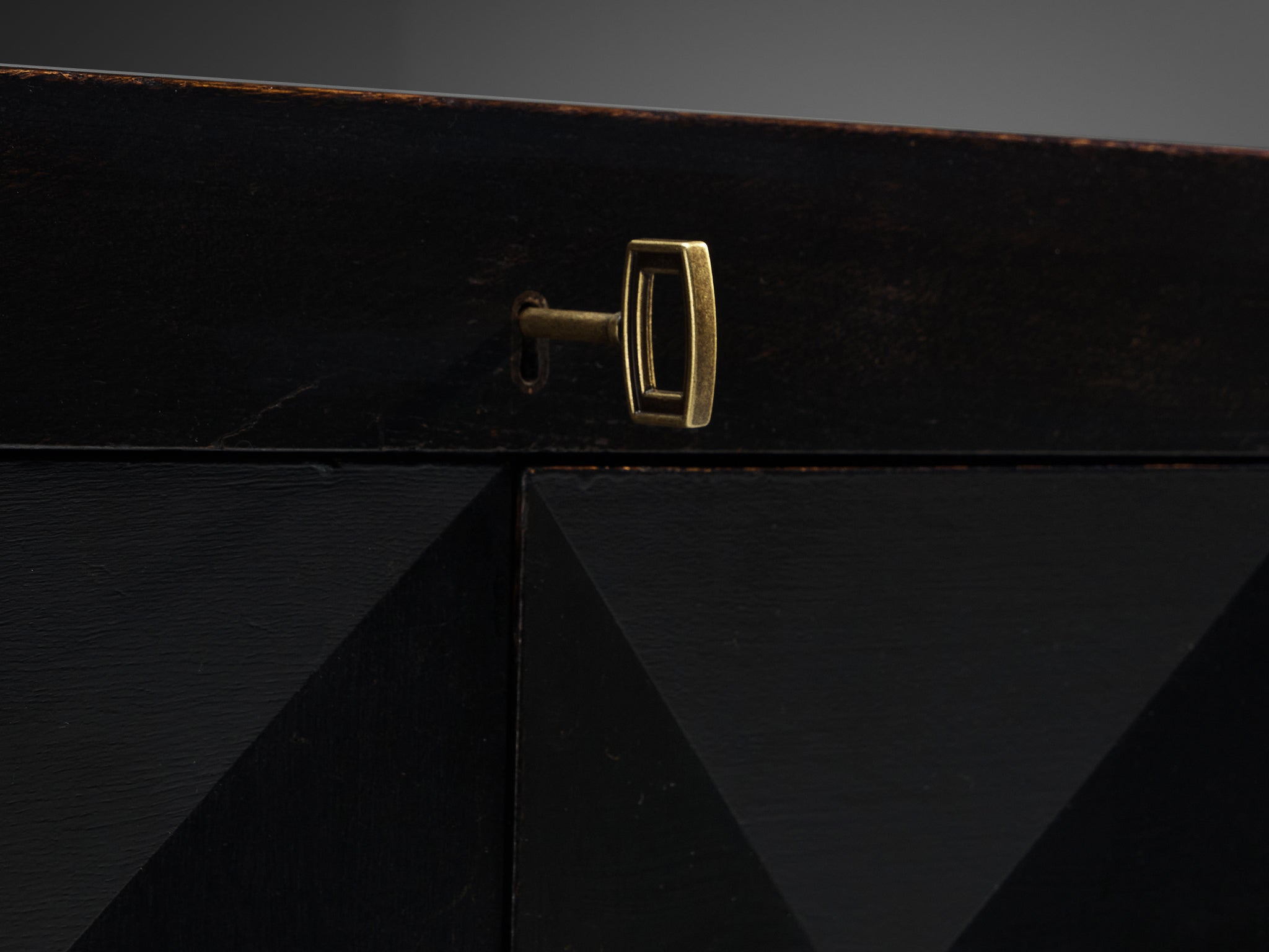 Belgian Sideboard in Black Lacquered Oak with Graphical Doors