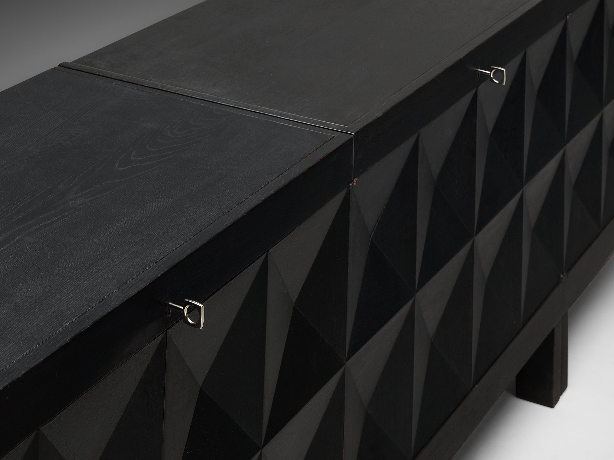 Large Belgian Sideboards in Black Lacquered Oak with Graphical Doors Case pieces and storage cabinets Morentz