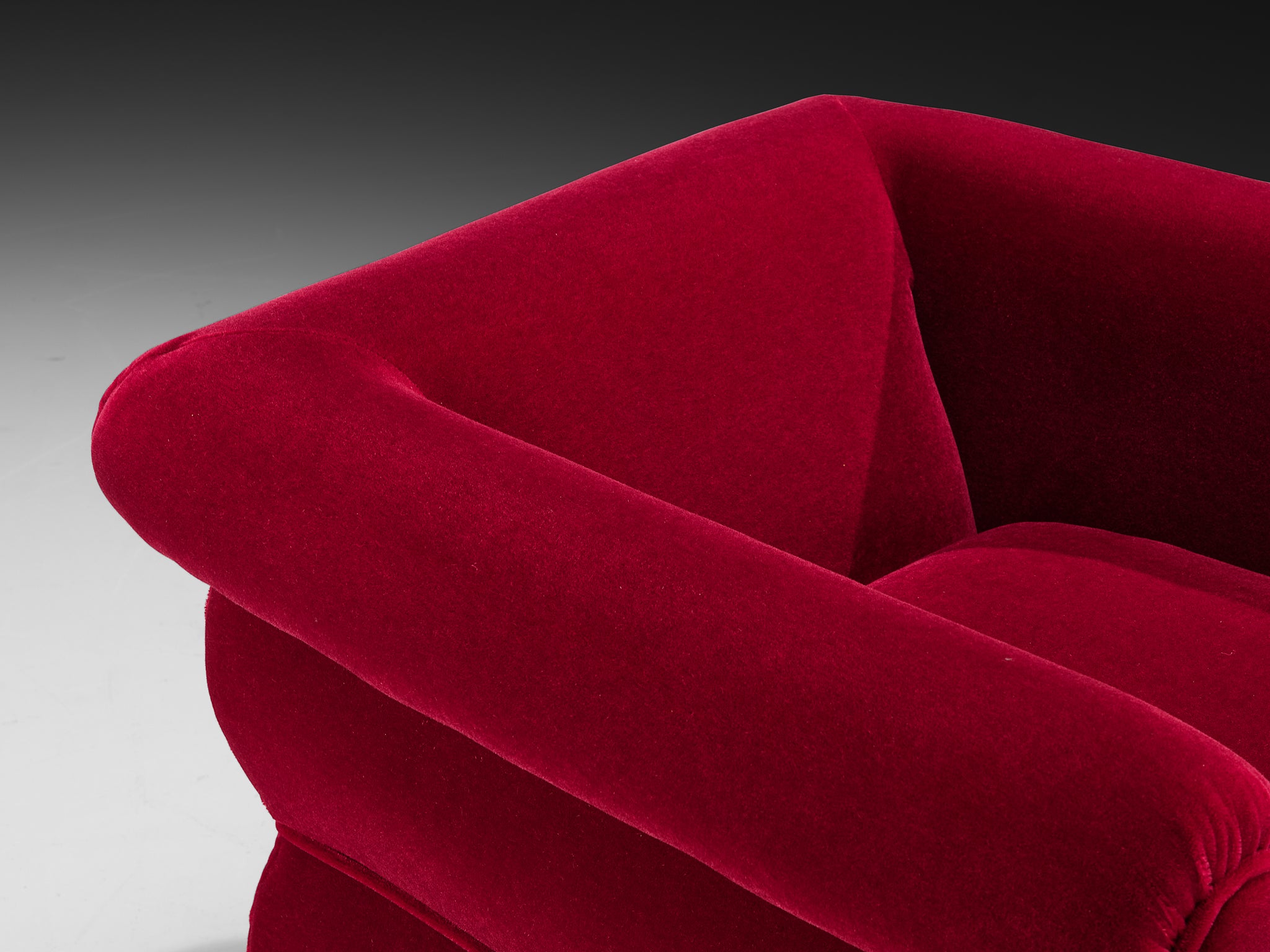 1930s Italian Art Deco Pair of Lounge Chairs in Pierre Frey Mohair Seating Morentz