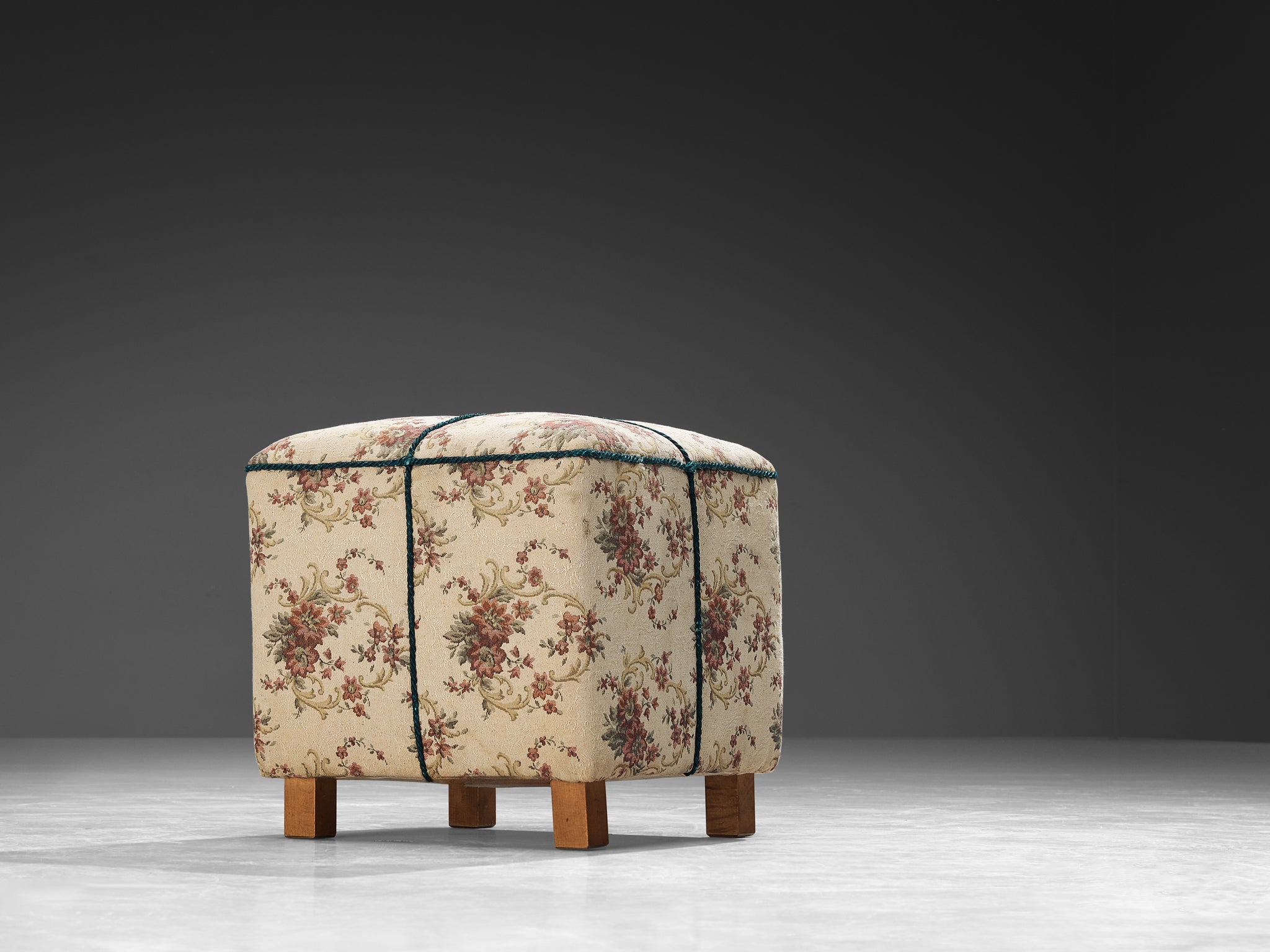 Jindrich Halabala Stool in Decorative Upholstery Seating Morentz