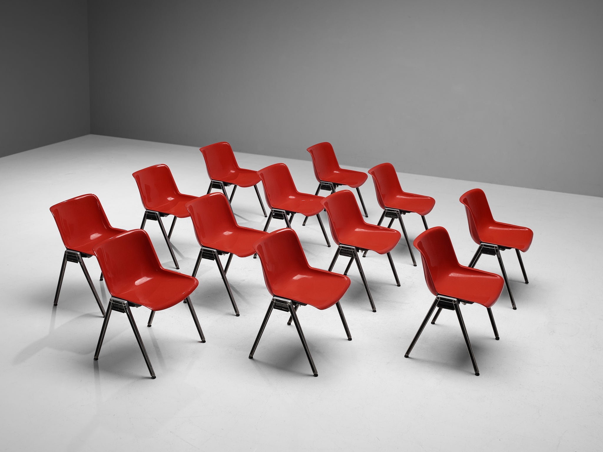 Centro Progetti Tecno Stackable 'Modus' Chairs in Red