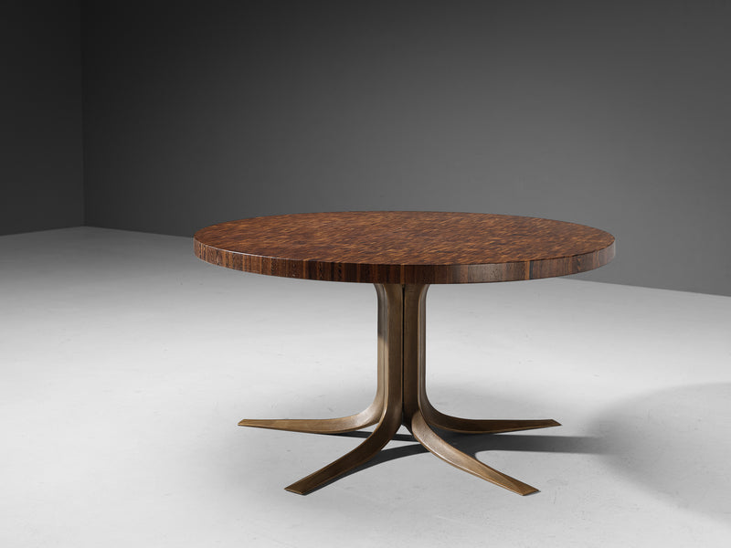 Jules Wabbes Center Table in Wengé and Bronze