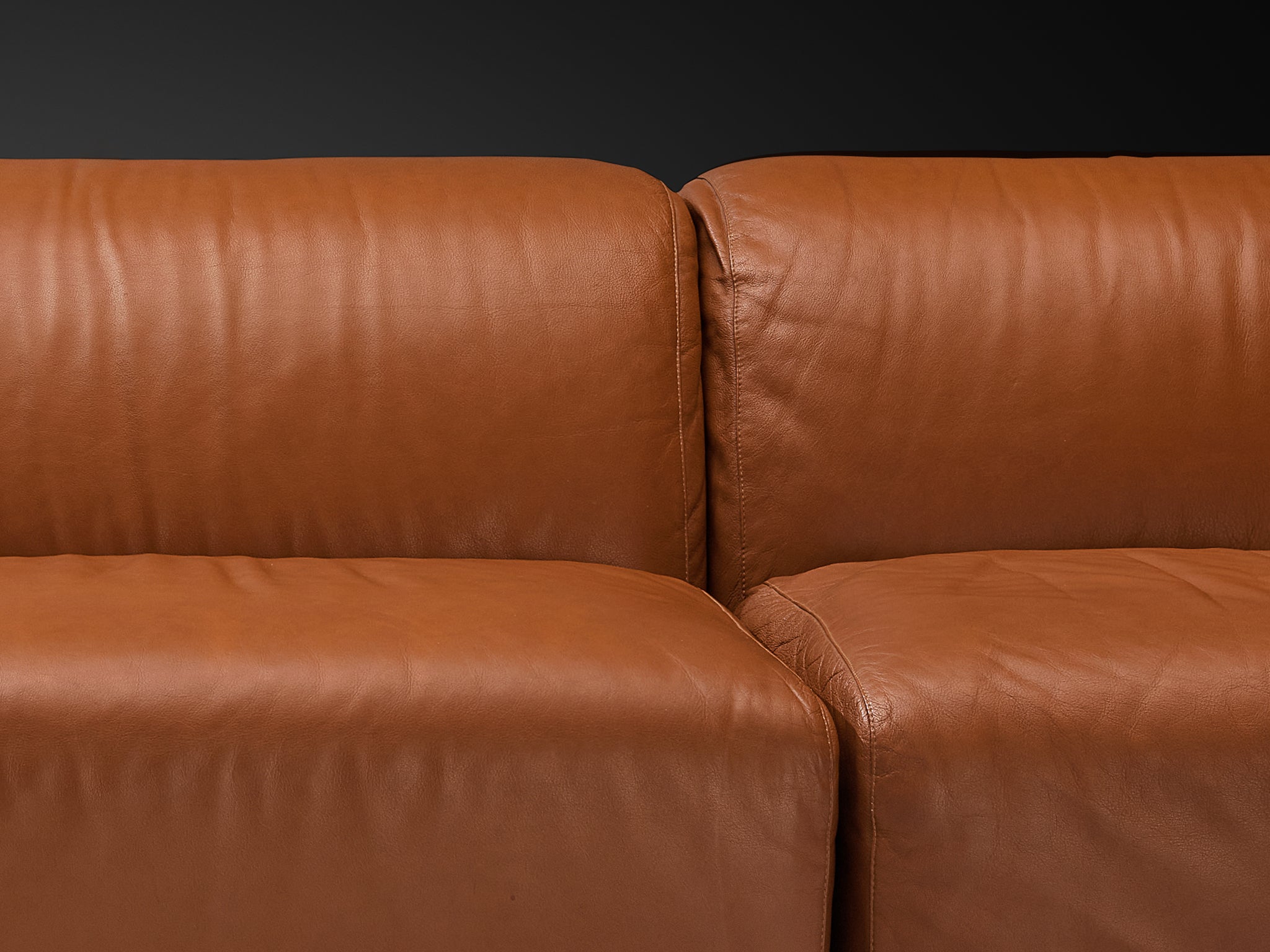 Vico Magistretti for Cassina 'Fiandra' Modular Sofa in Brown Leather Seating Morentz