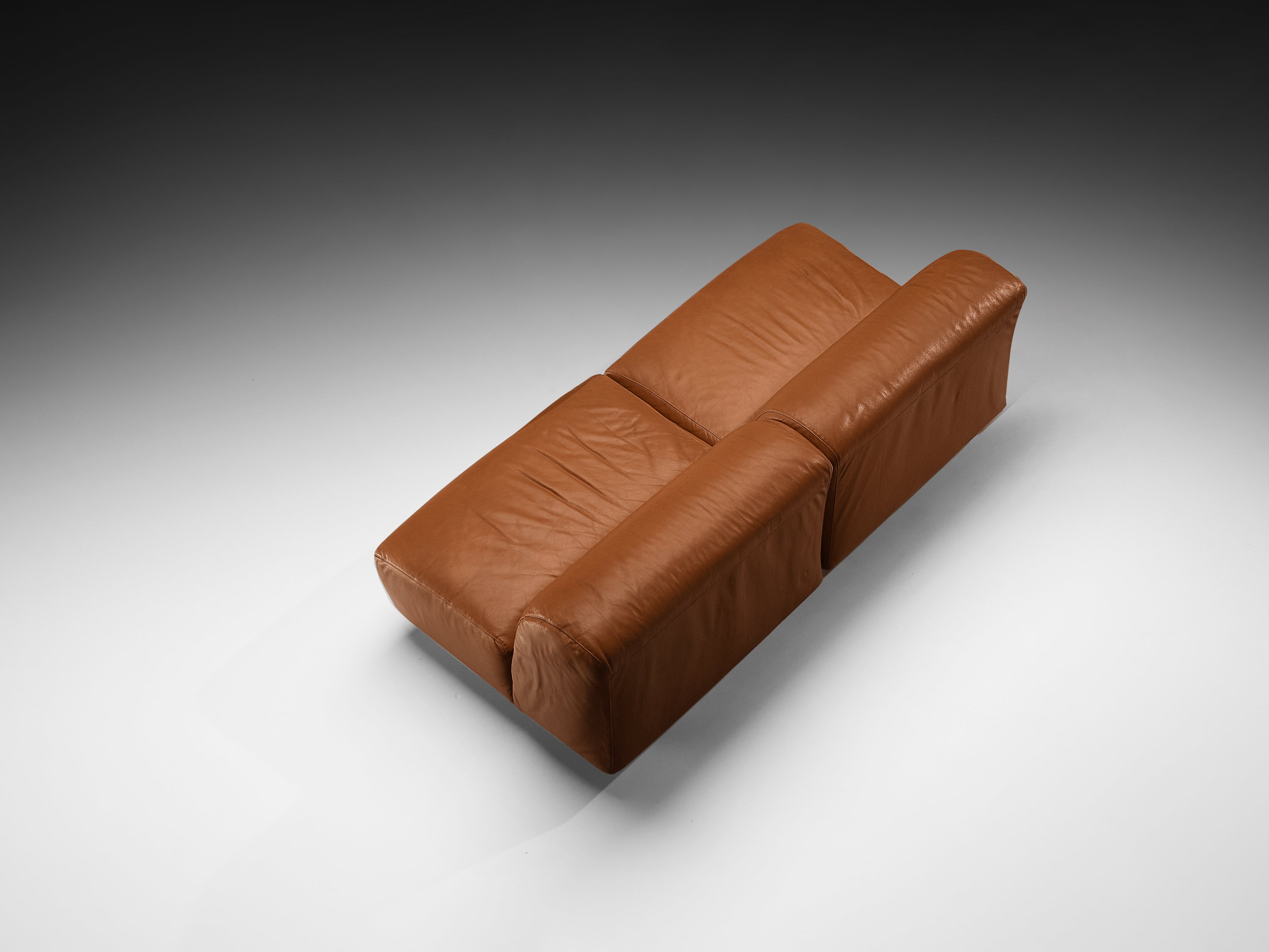 Vico Magistretti for Cassina 'Fiandra' Modular Sofa in Brown Leather Seating Morentz