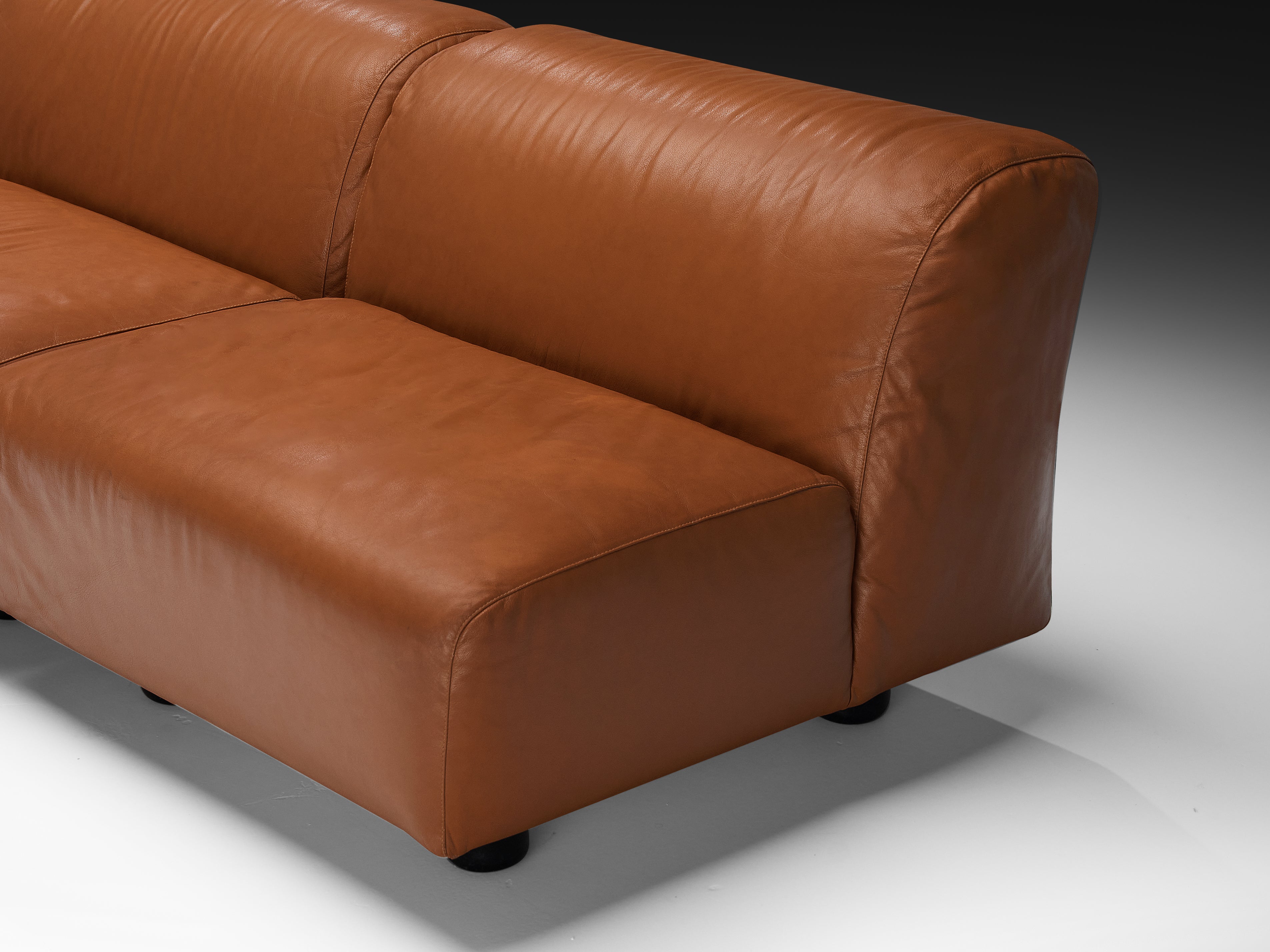 MIDORIKAWA × NGAP × SKOLOCT LEATHER ソファー Vico Magistretti for Cassina 'Fiandra' Modular Sofa in Brown Leather