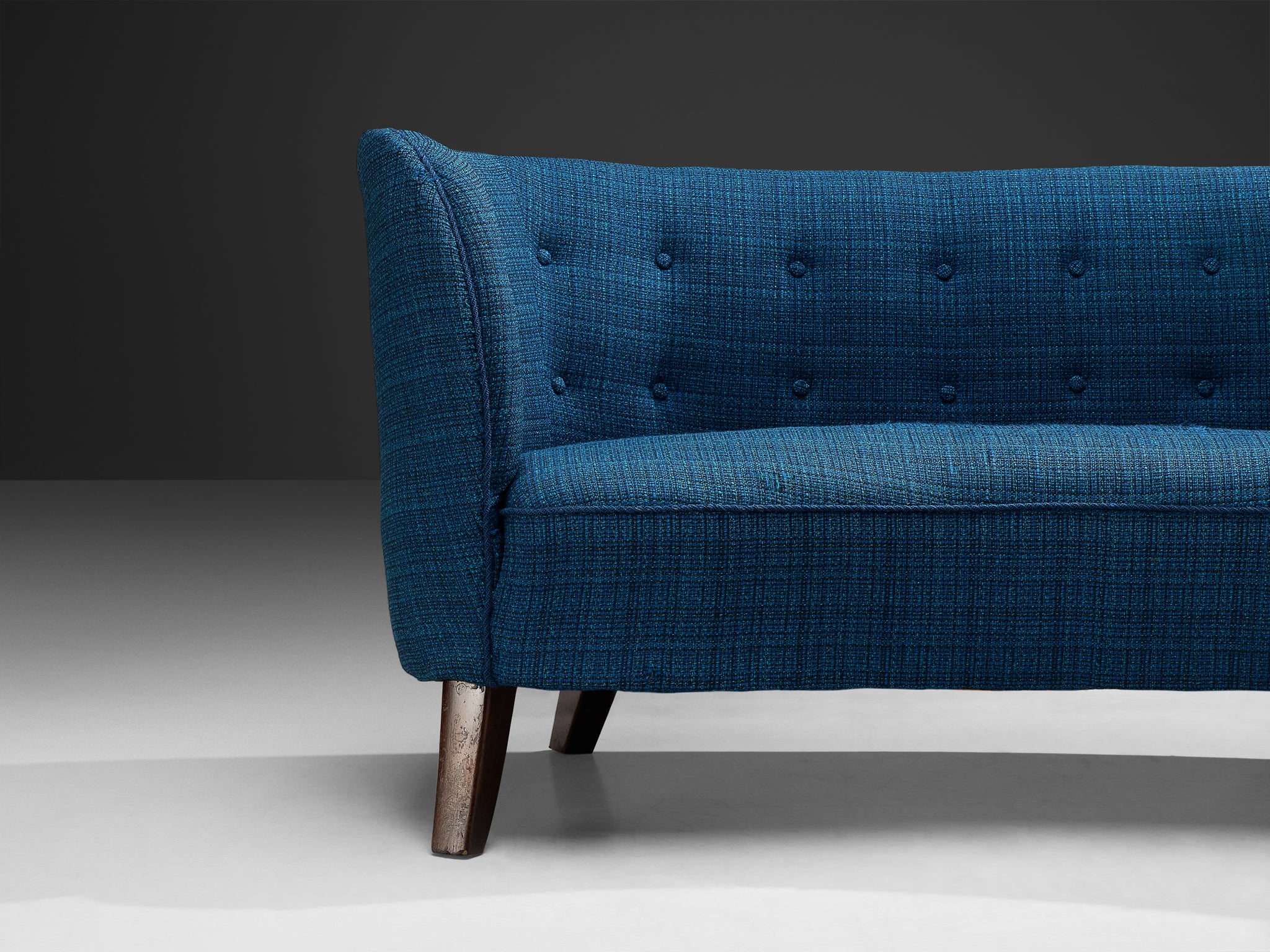Danish Banana Curved Sofa in Bright Blue Upholstery Seating Morentz