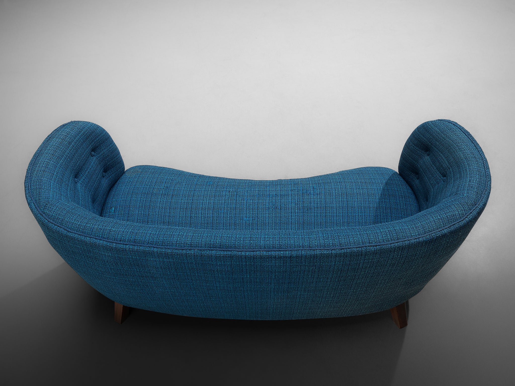 Danish Banana Curved Sofa in Bright Blue Upholstery Seating Morentz