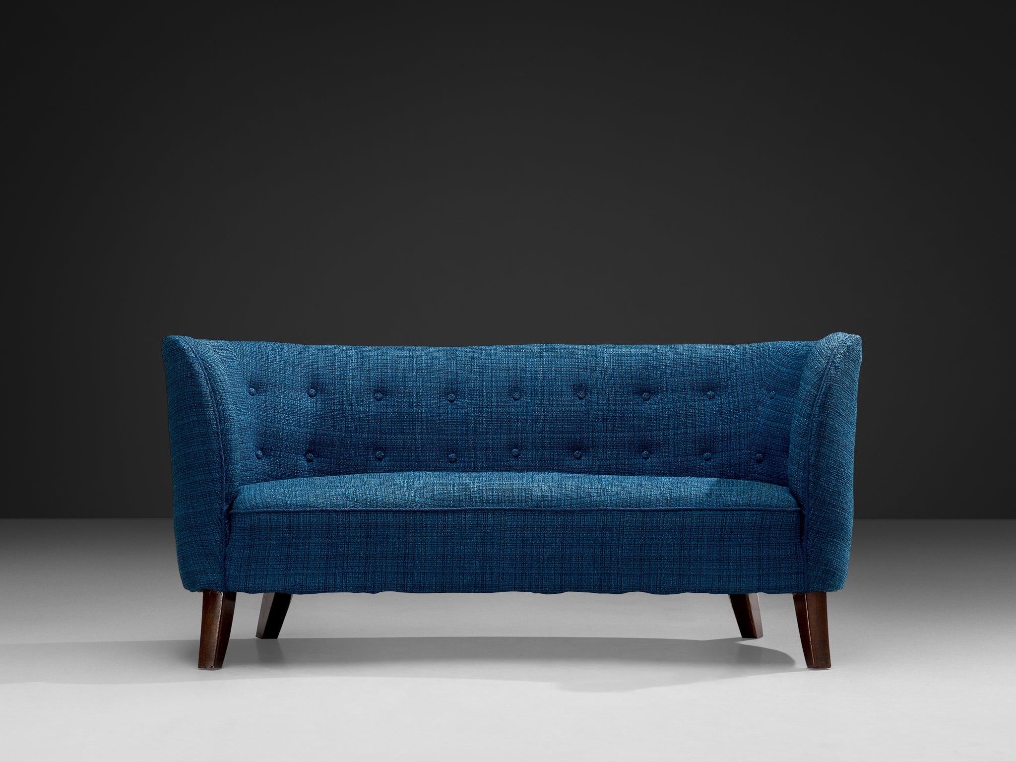 Danish Banana Curved Sofa in Bright Blue Upholstery Seating Morentz