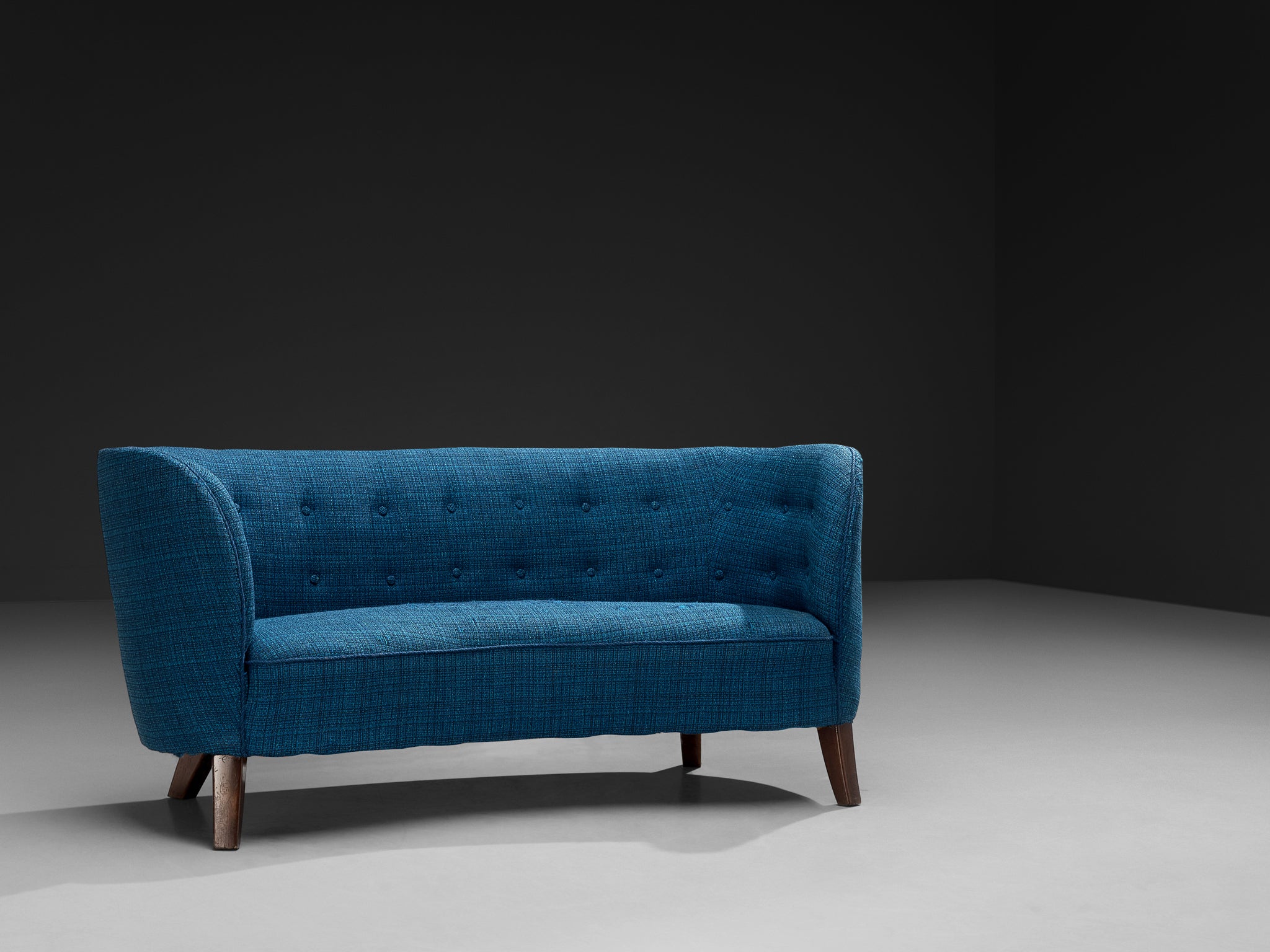 Danish Banana Curved Sofa in Bright Blue Upholstery Seating Morentz