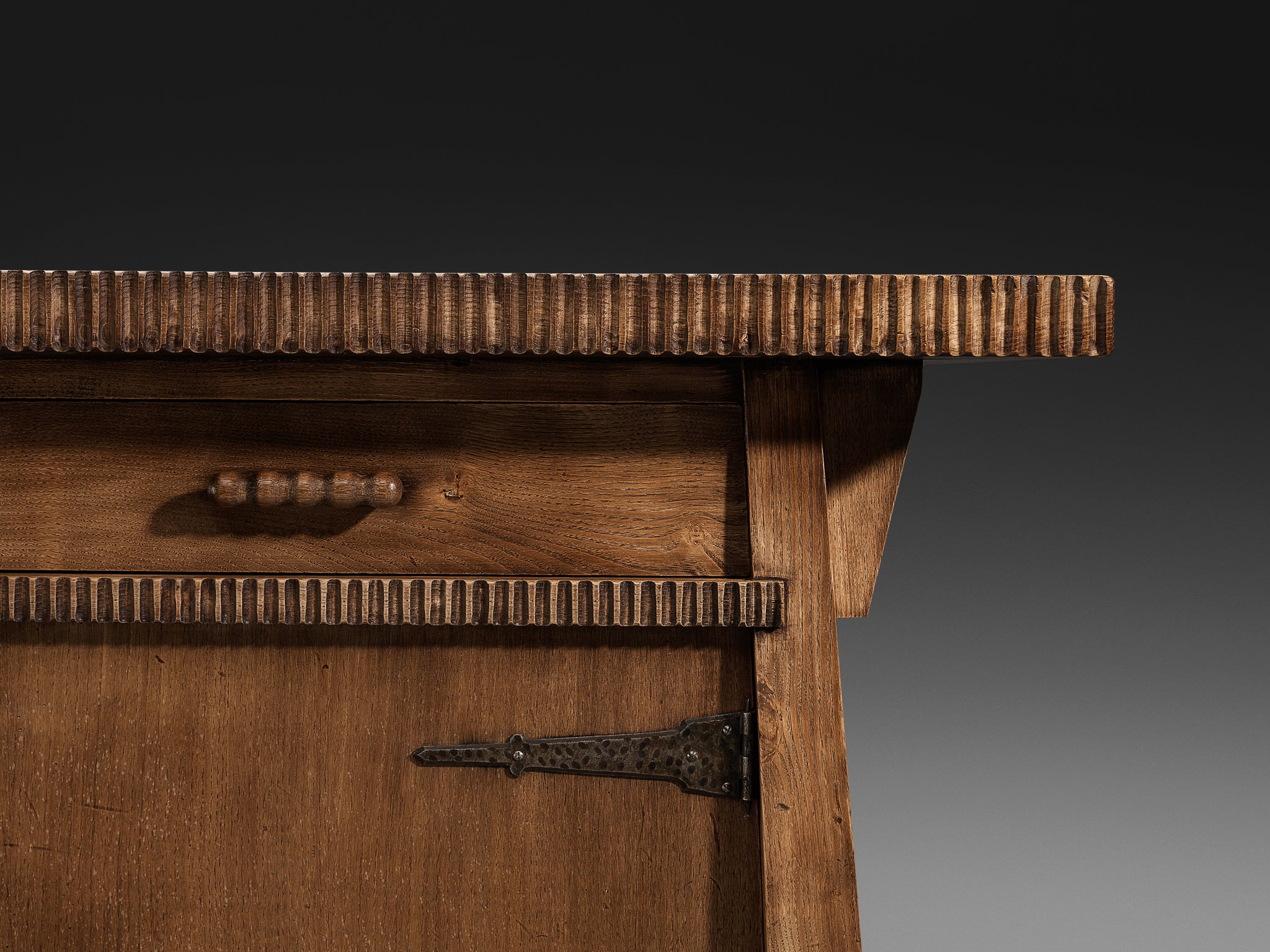 Ernesto Valabrega for Studio Vittorio Valabrega Sideboard in Solid Oak and Iron