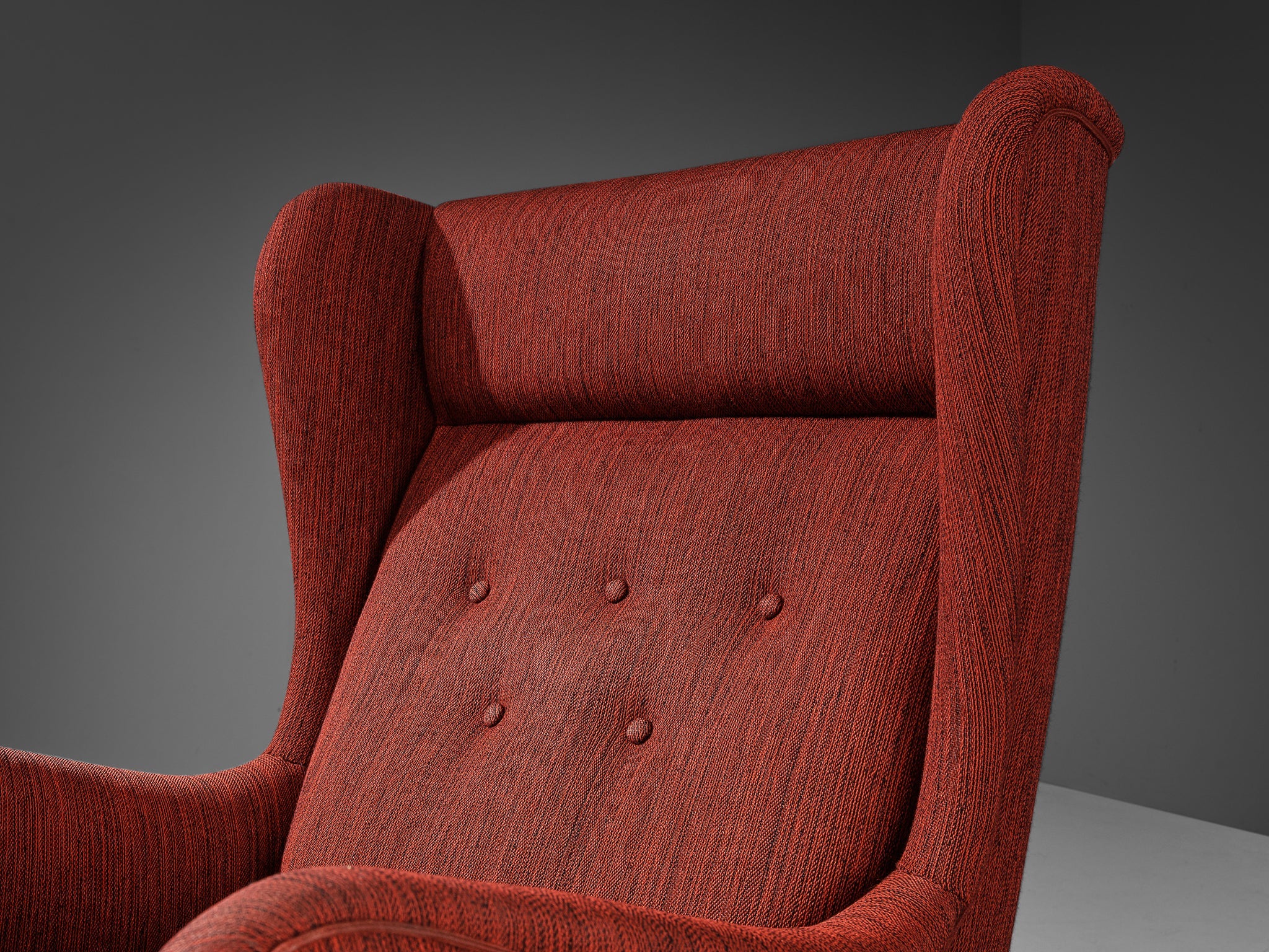 Danish Wingback Chair in Red Upholstery seating Morentz