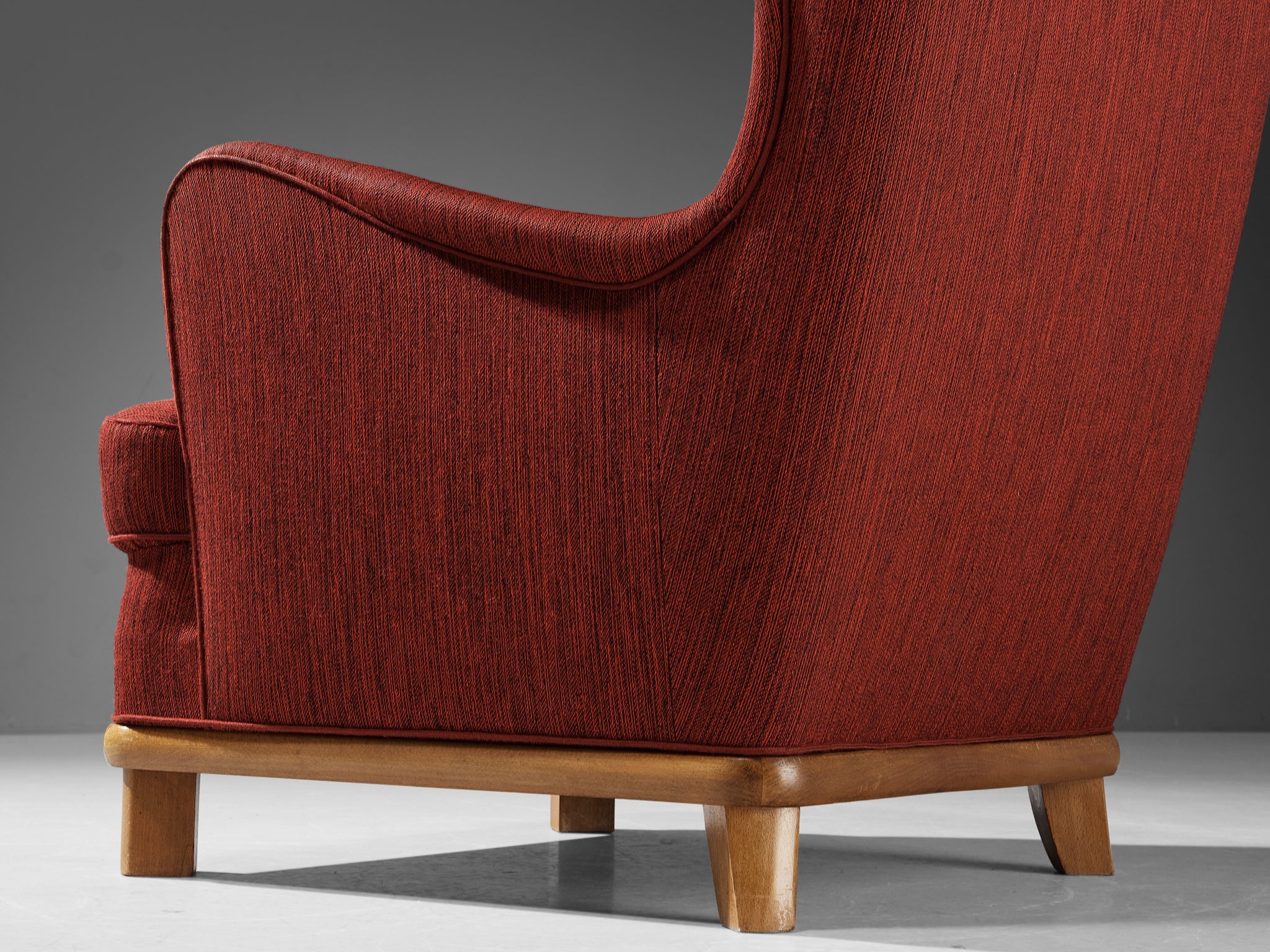 Danish Wingback Chair in Red Upholstery seating Morentz