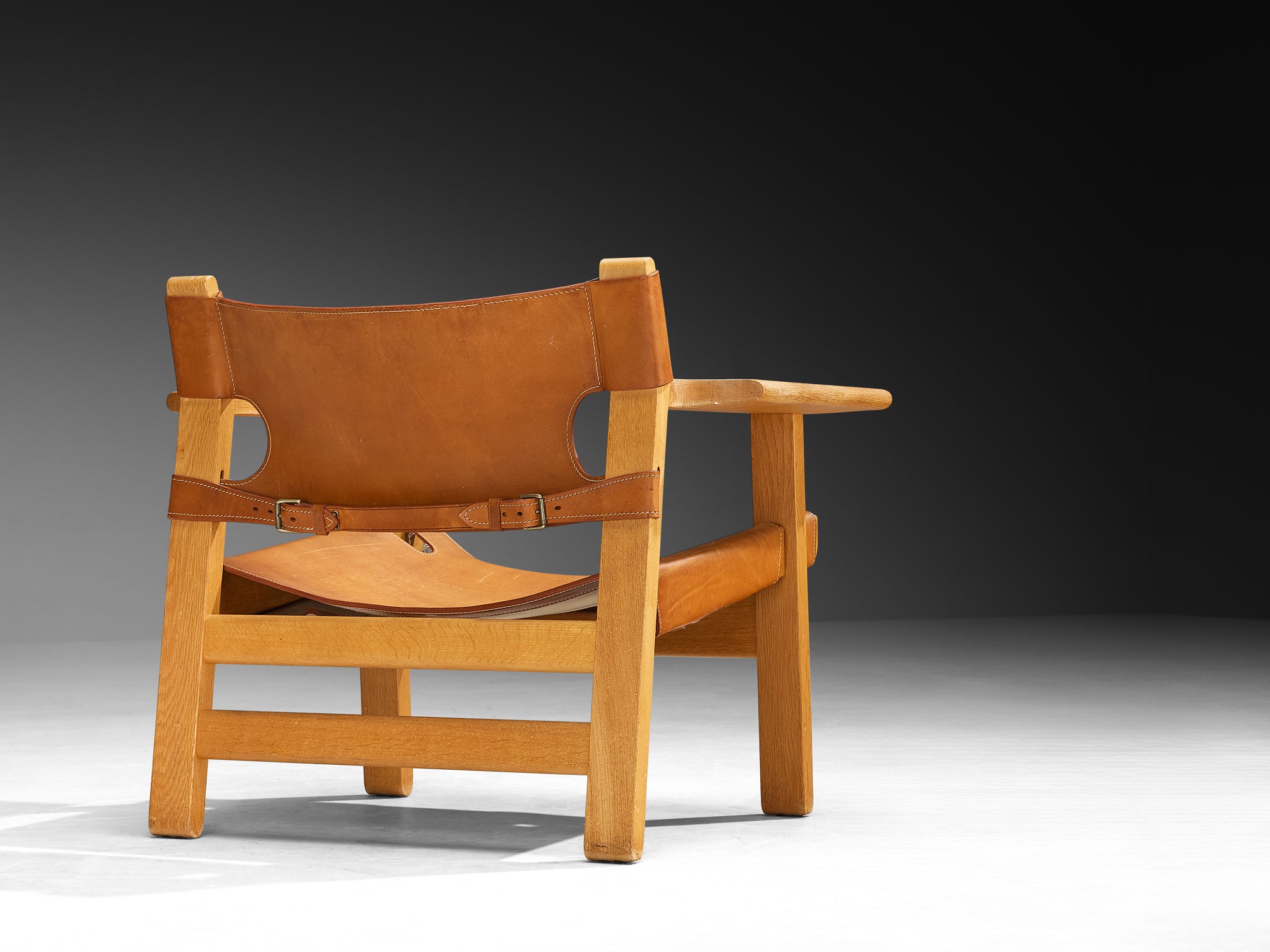 Børge Mogensen 'Spanish Chair' in Oak and Cognac Leather Seating Morentz