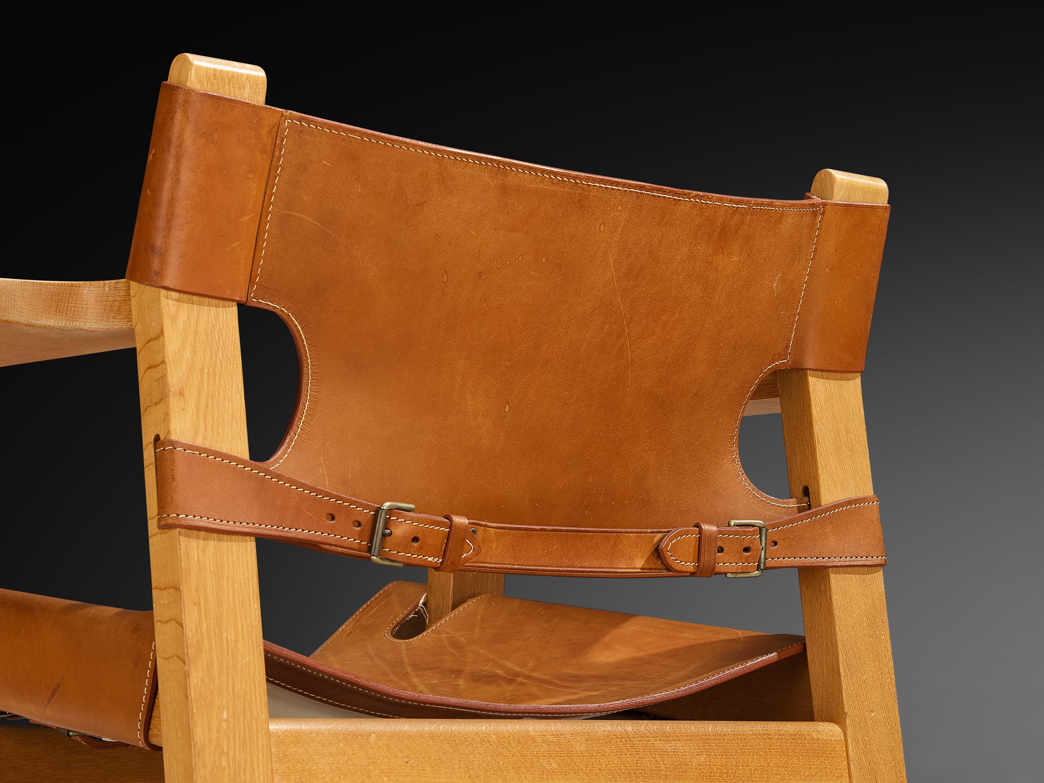 Børge Mogensen 'Spanish Chair' in Oak and Cognac Leather Seating Morentz