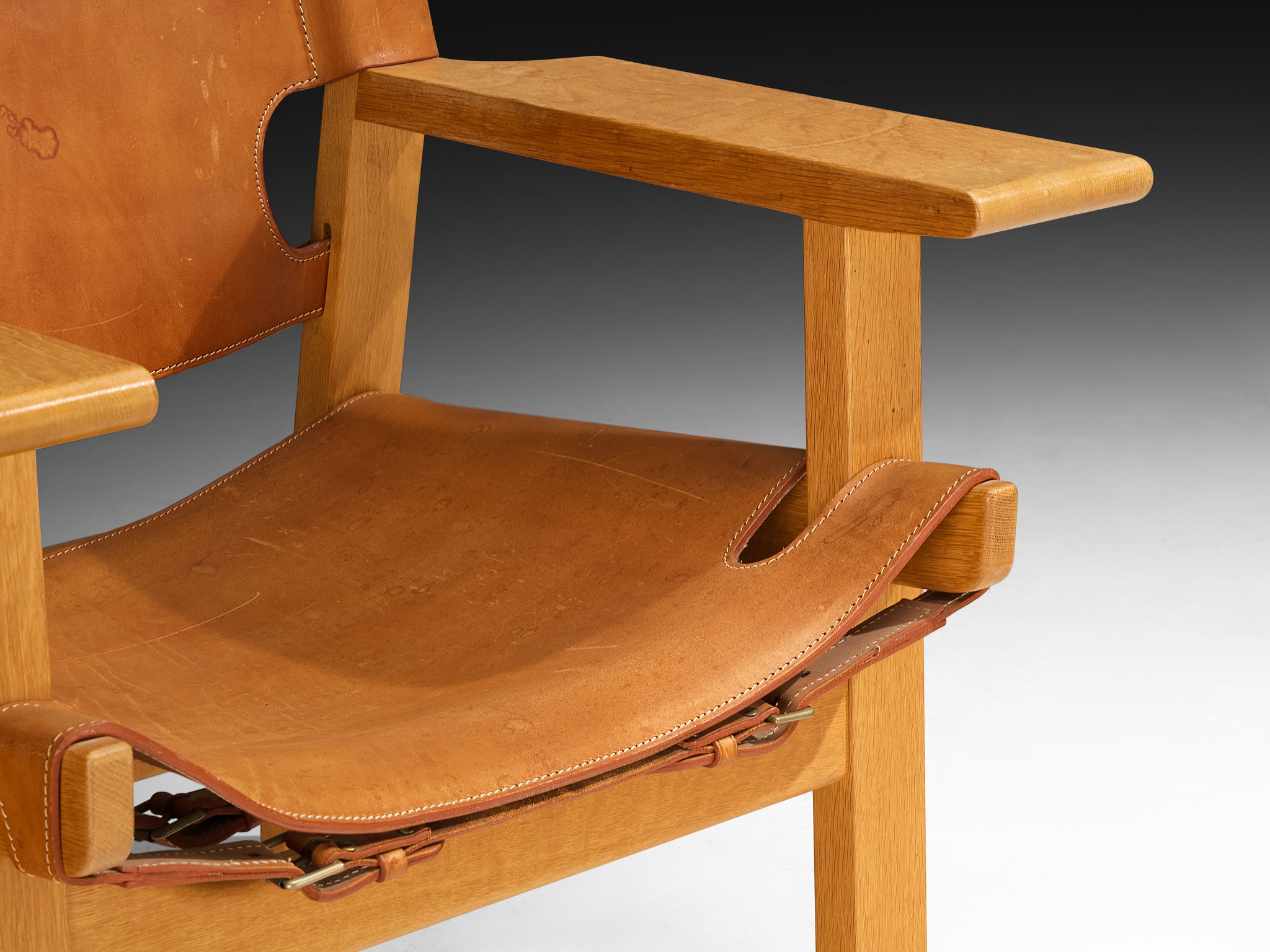 Børge Mogensen 'Spanish Chair' in Oak and Cognac Leather Seating Morentz