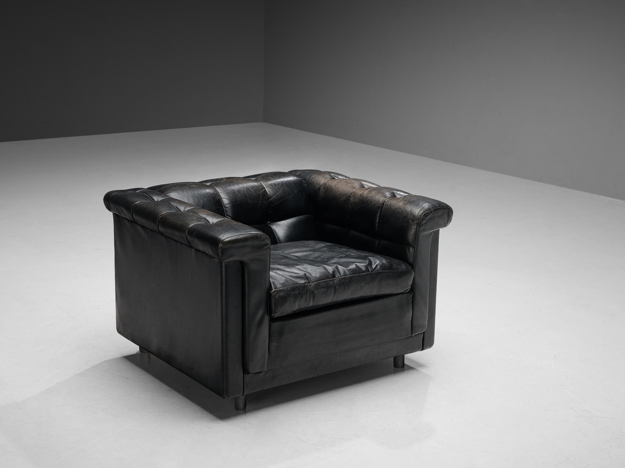 Cubic Lounge Chair in Black Leather