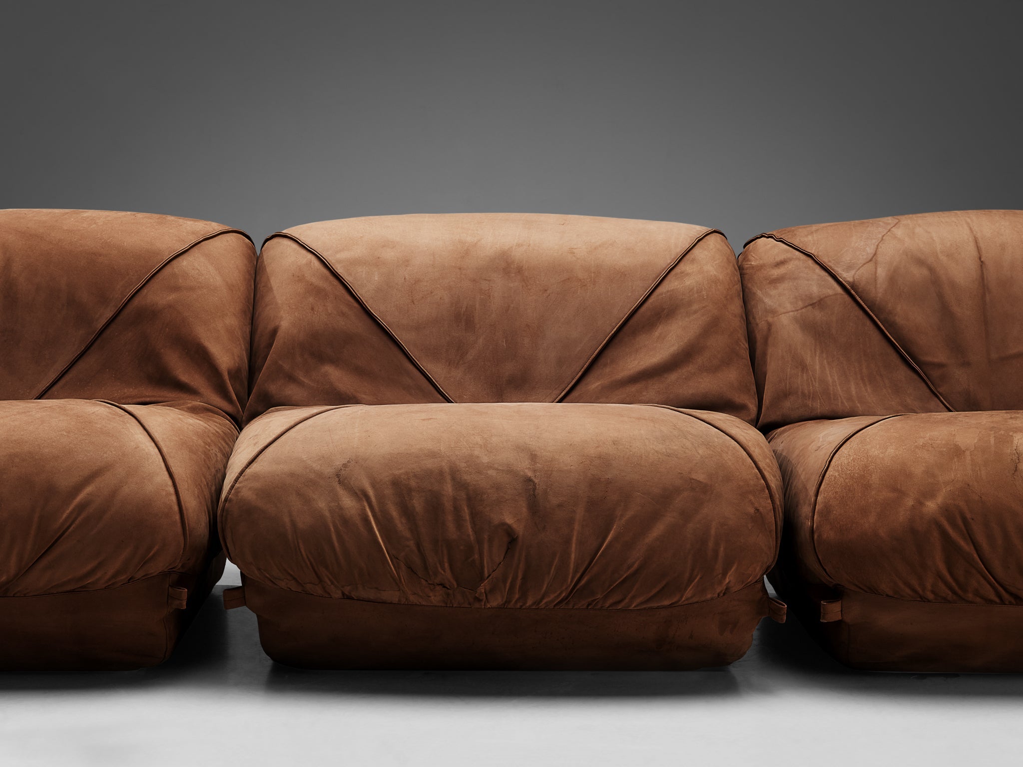 Airborne Sectional Sofa 'Patate' in Brown Suede seating Morentz