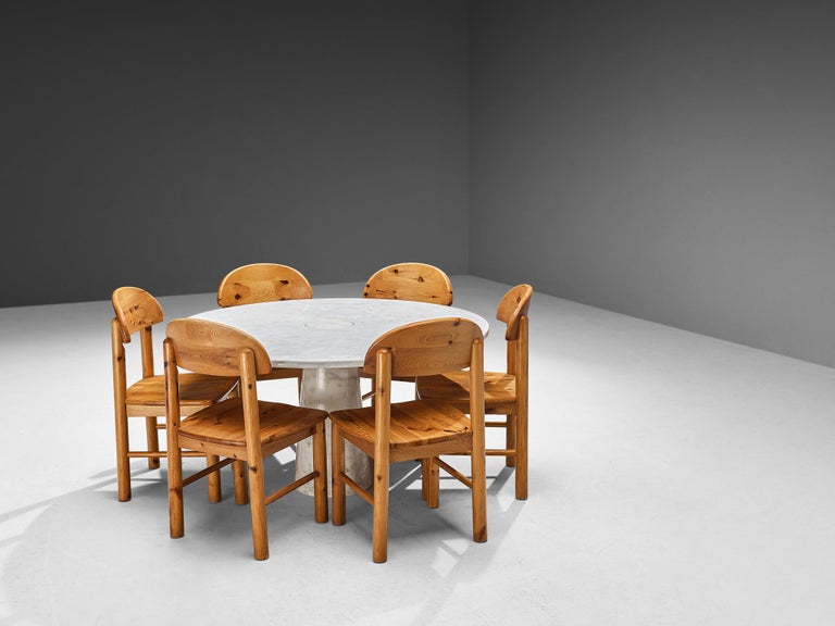 Dining Room Set Angelo Mangiarotti Table and Six Rainer Daumiller Chairs