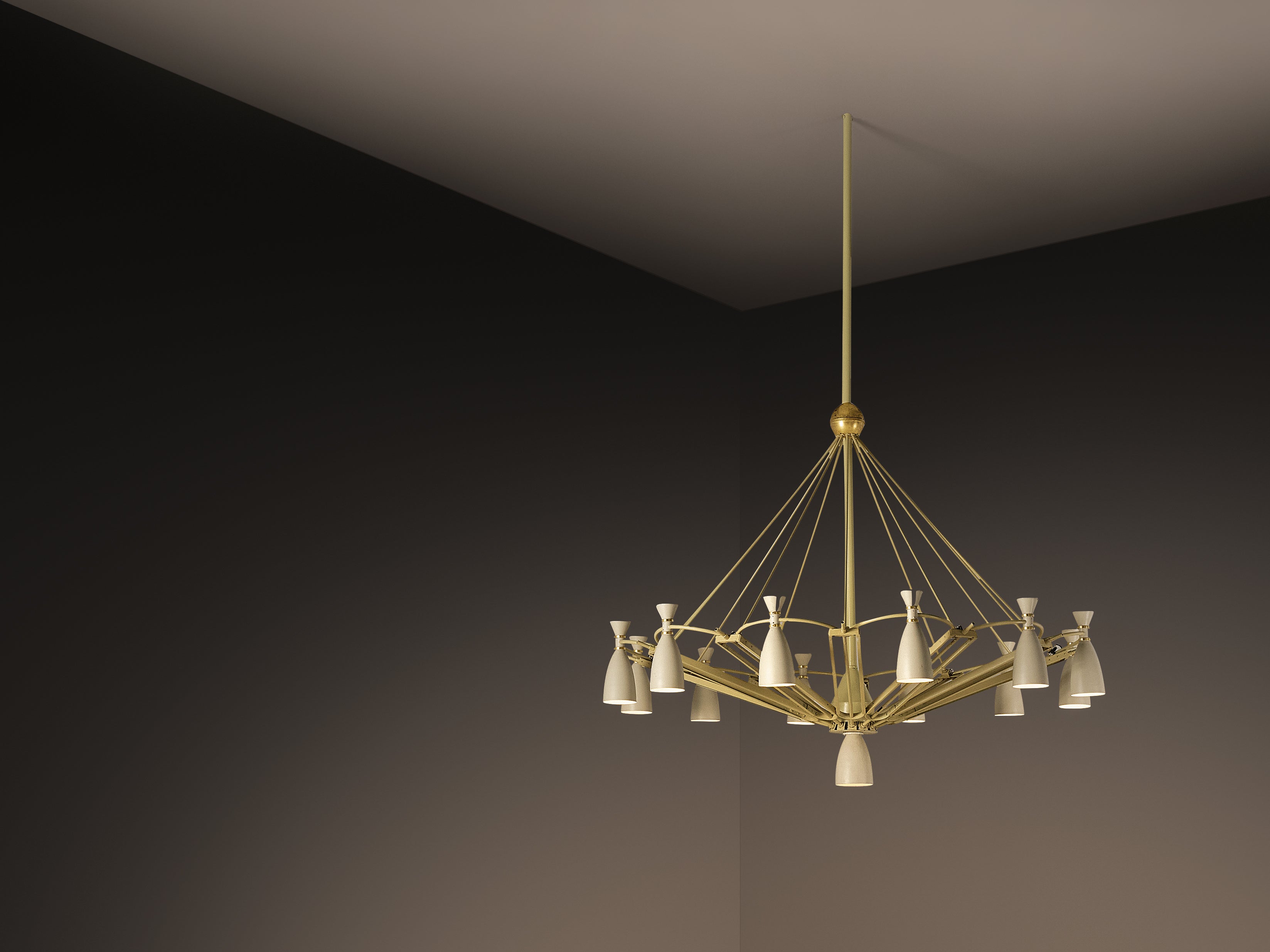 Mid-Century Monumental Chandelier in Lacquered Metal 300 cm/118.11 in. Lighting Morentz