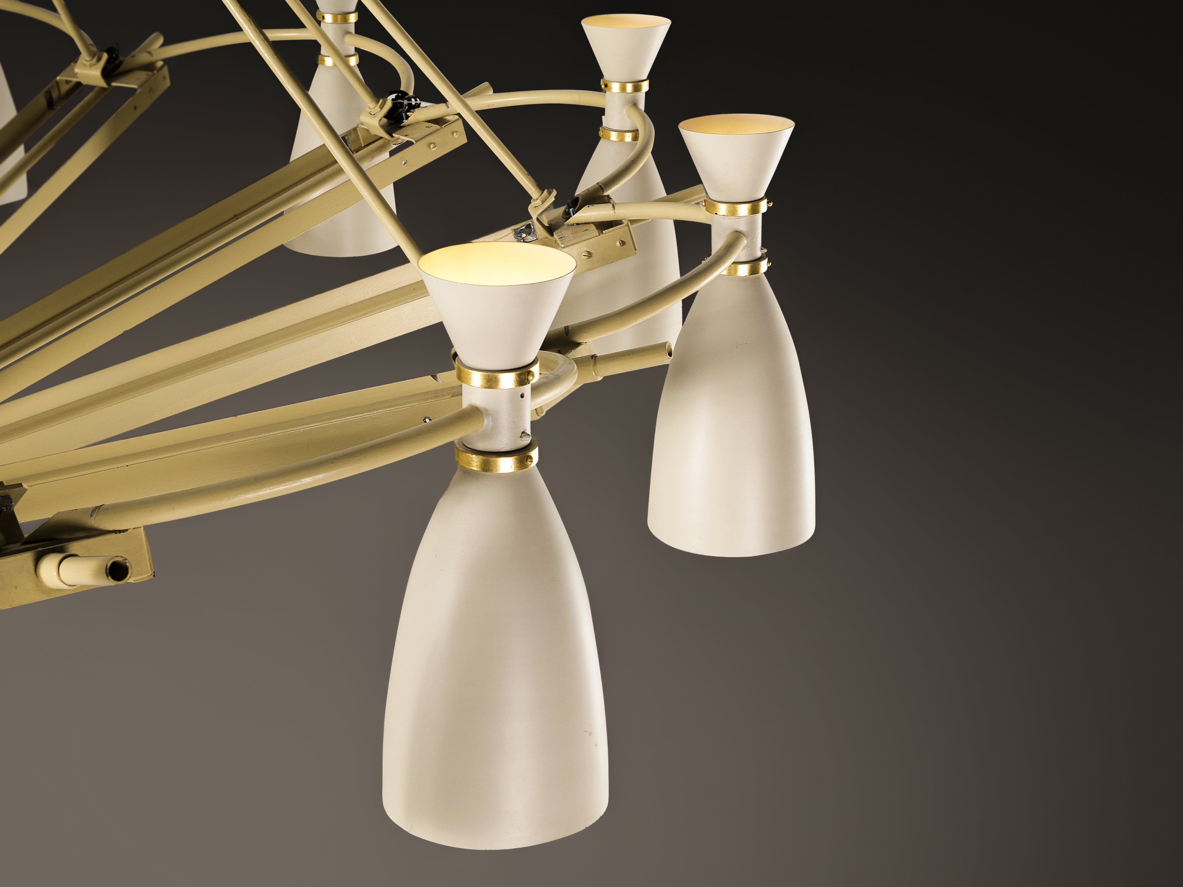 Mid-Century Monumental Chandelier in Lacquered Metal 300 cm/118.11 in. Lighting Morentz