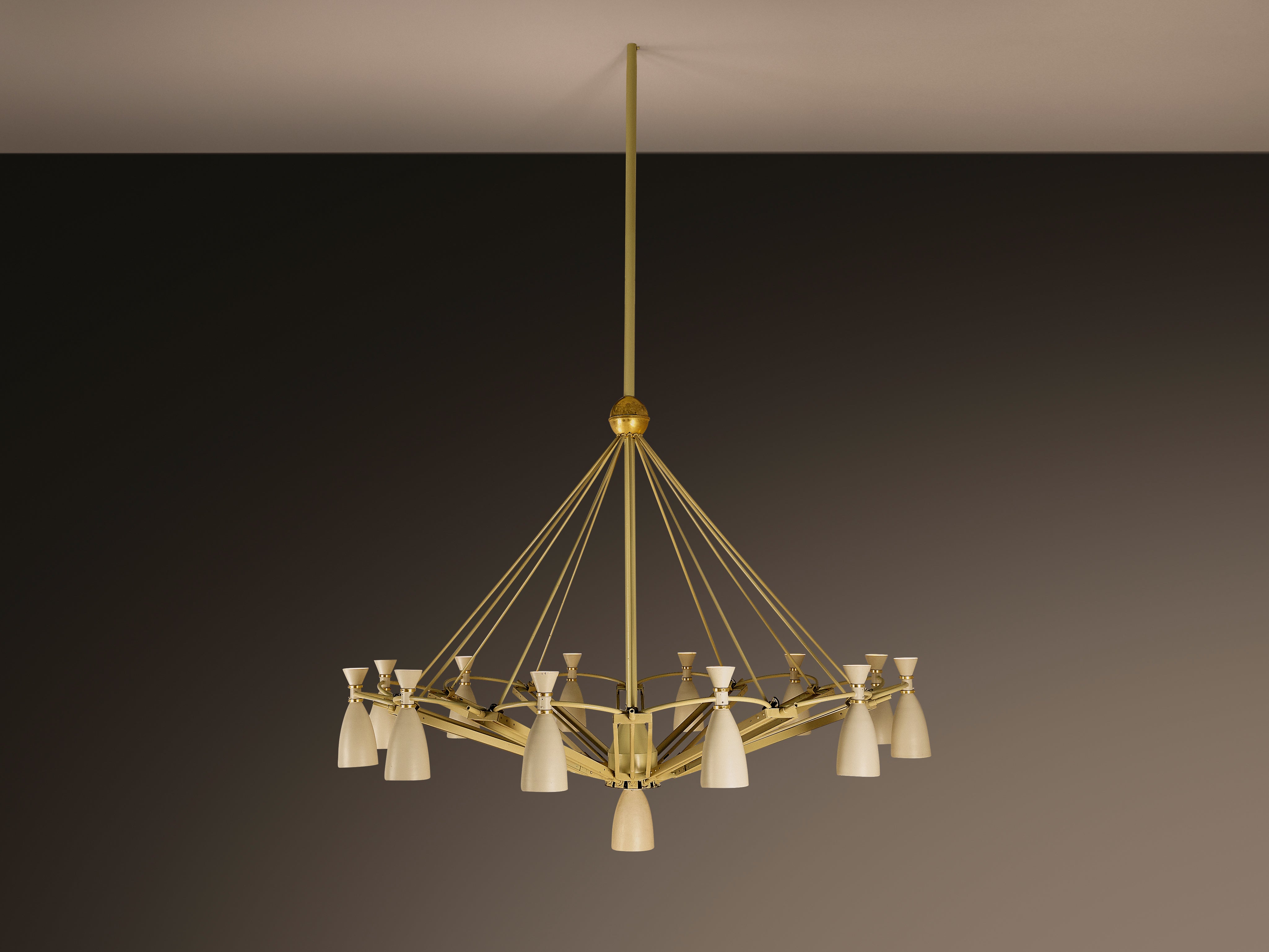 Mid-Century Monumental Chandelier in Lacquered Metal 300 cm/118.11 in. Lighting Morentz