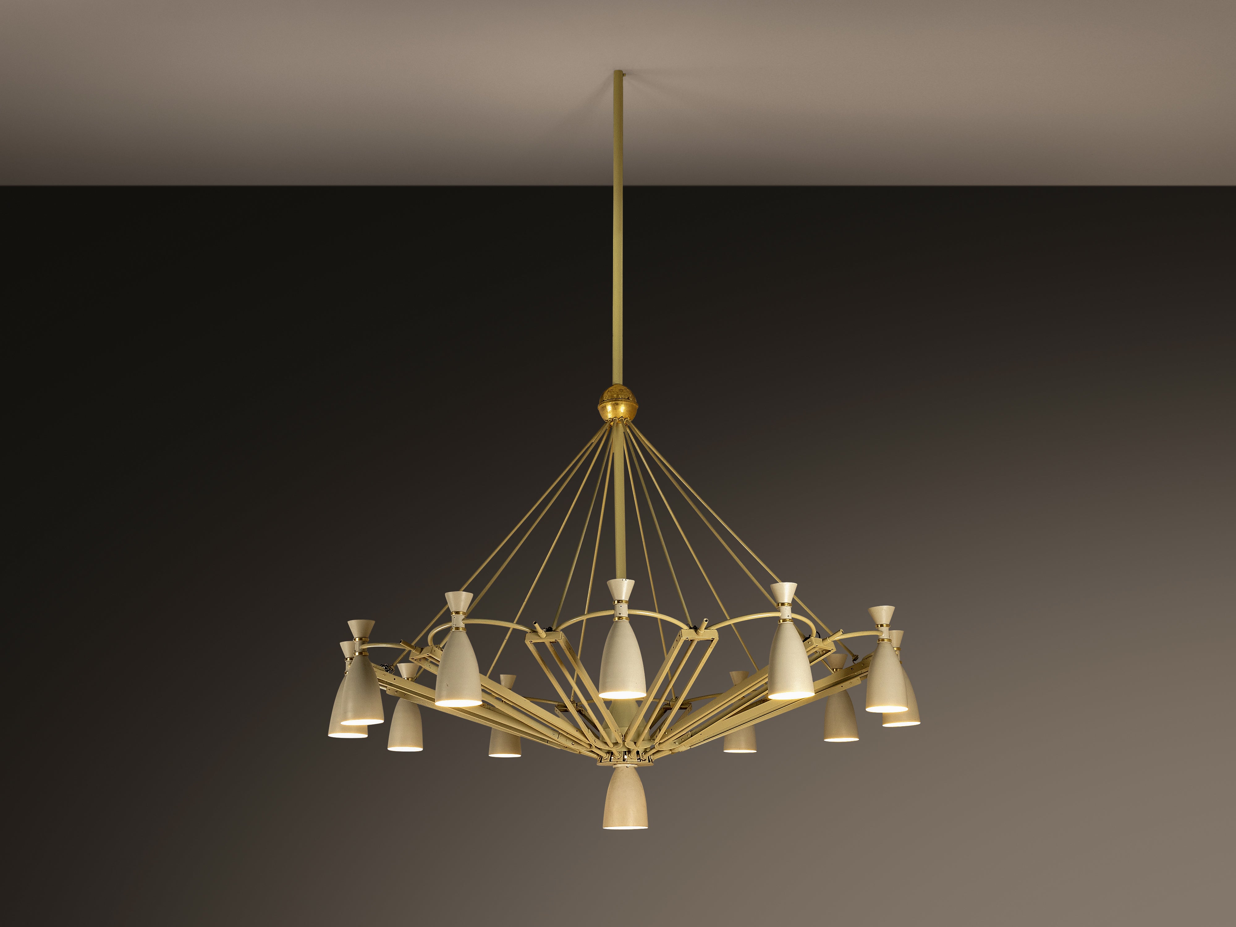 Mid-Century Monumental Chandelier in Lacquered Metal 300 cm/118.11 in. Lighting Morentz