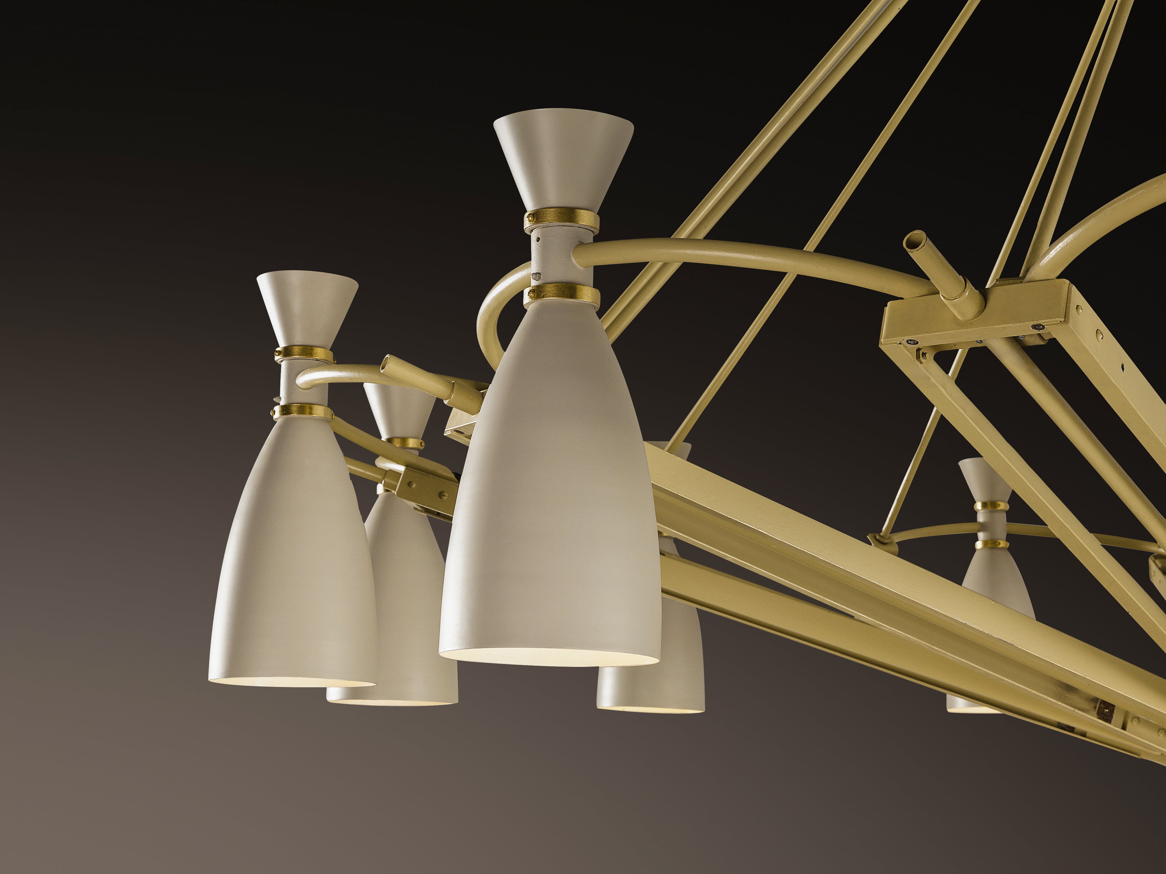 Mid-Century Monumental Chandelier in Lacquered Metal 300 cm/118.11 in. Lighting Morentz