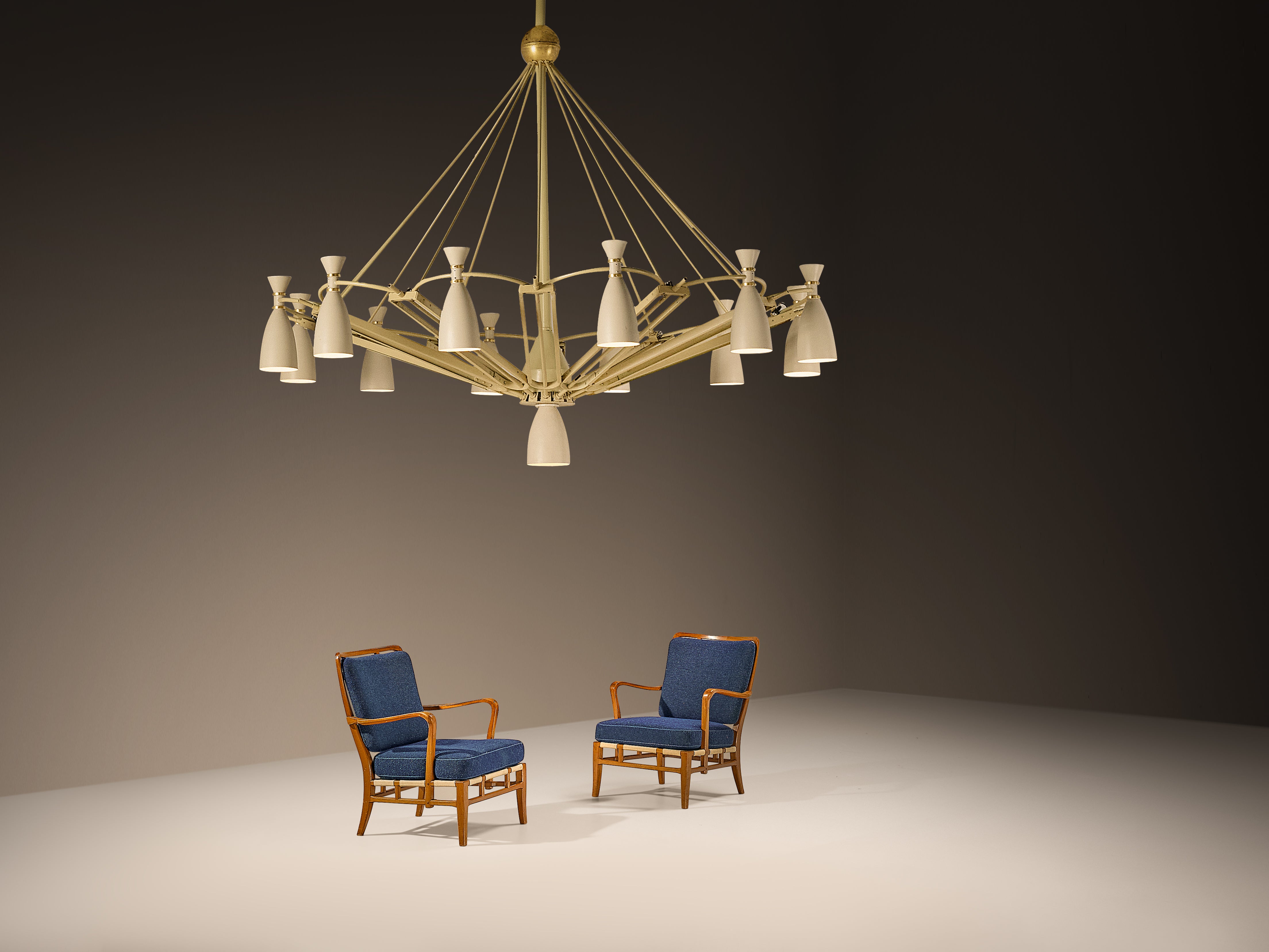 Mid-Century Monumental Chandelier in Lacquered Metal 300 cm/118.11 in. Lighting Morentz