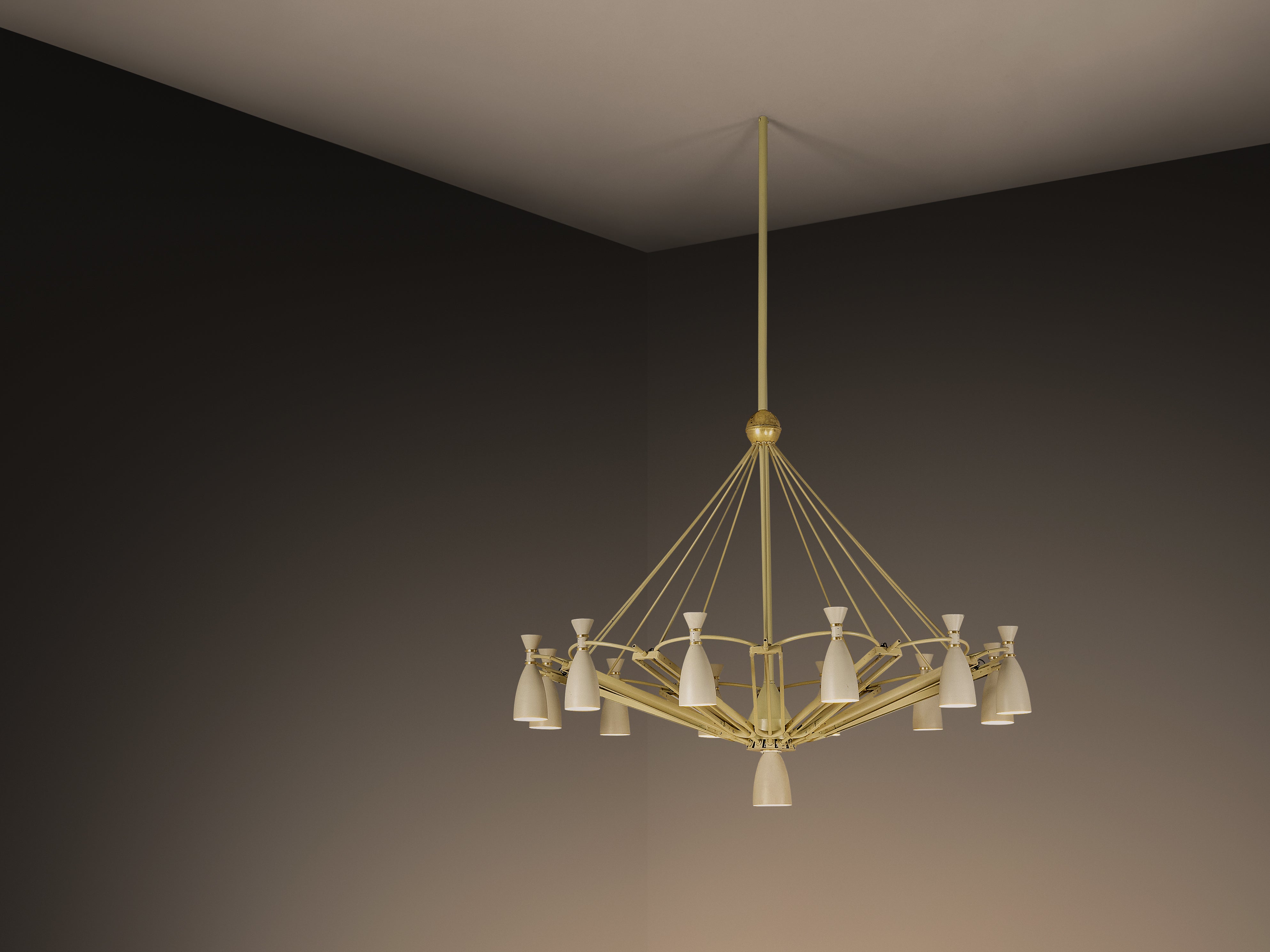Mid-Century Monumental Chandelier in Lacquered Metal 300 cm/118.11 in. Lighting Morentz