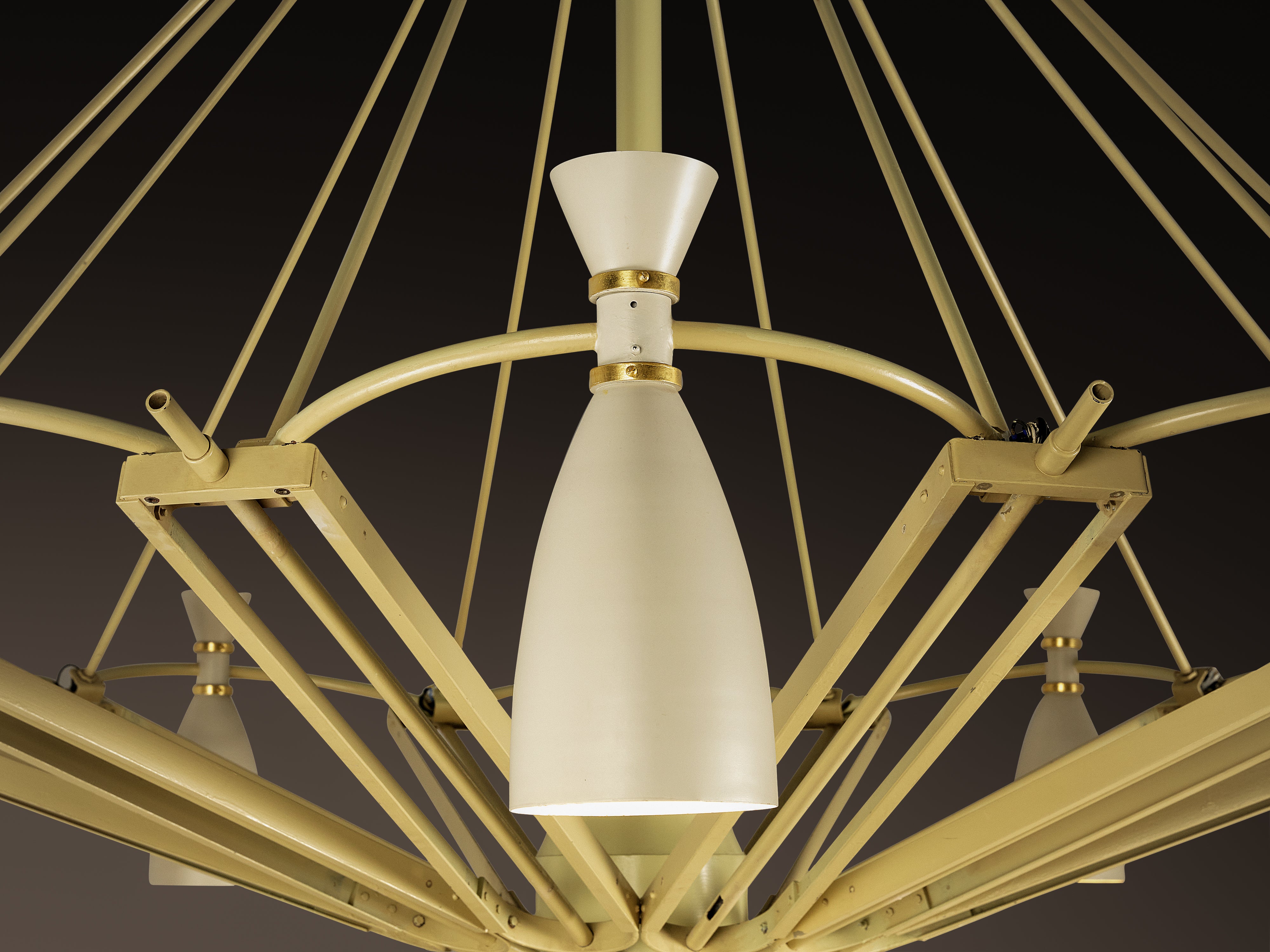 Mid-Century Monumental Chandelier in Lacquered Metal 300 cm/118.11 in. Lighting Morentz