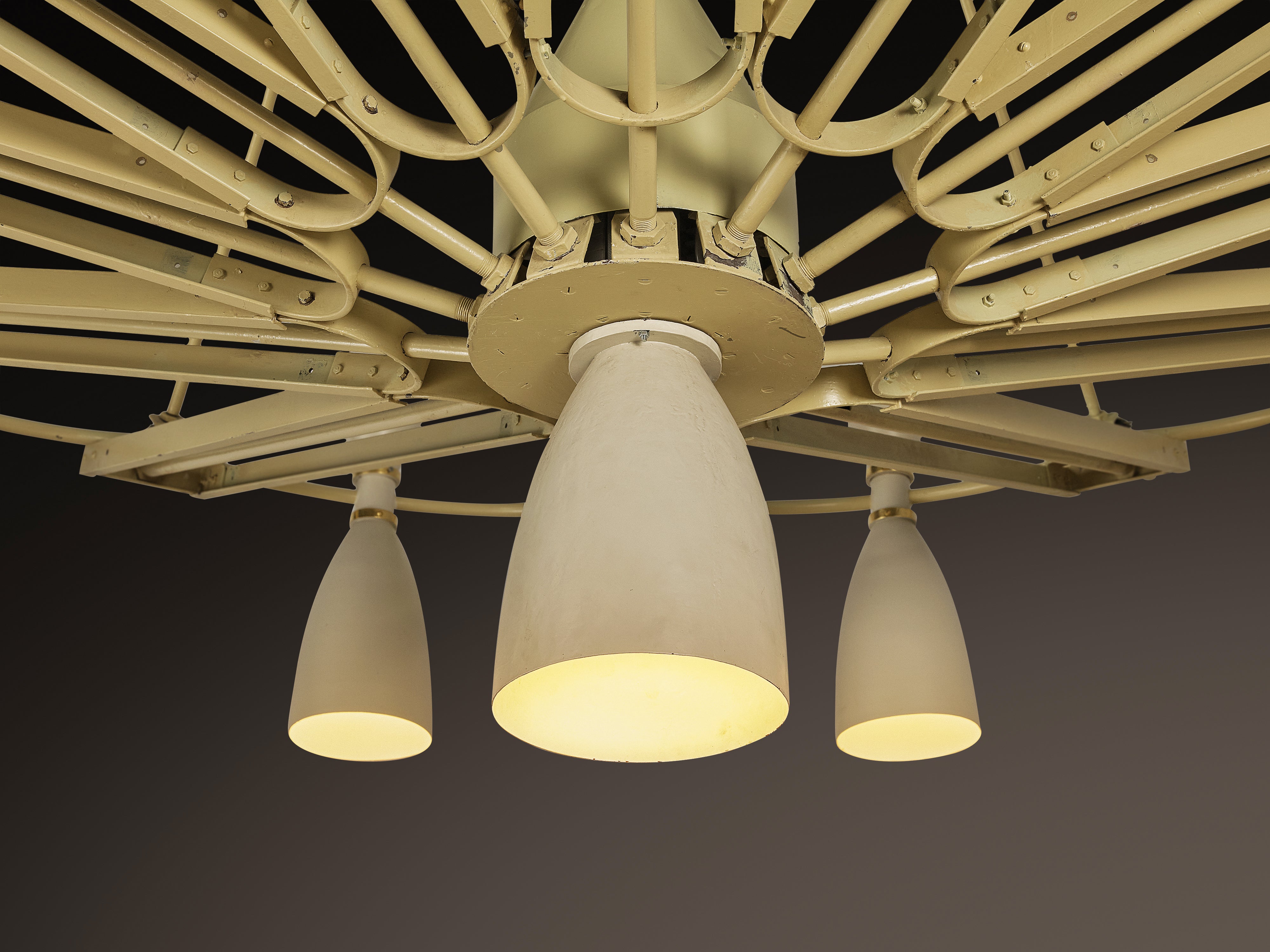 Mid-Century Monumental Chandelier in Lacquered Metal 300 cm/118.11 in. Lighting Morentz